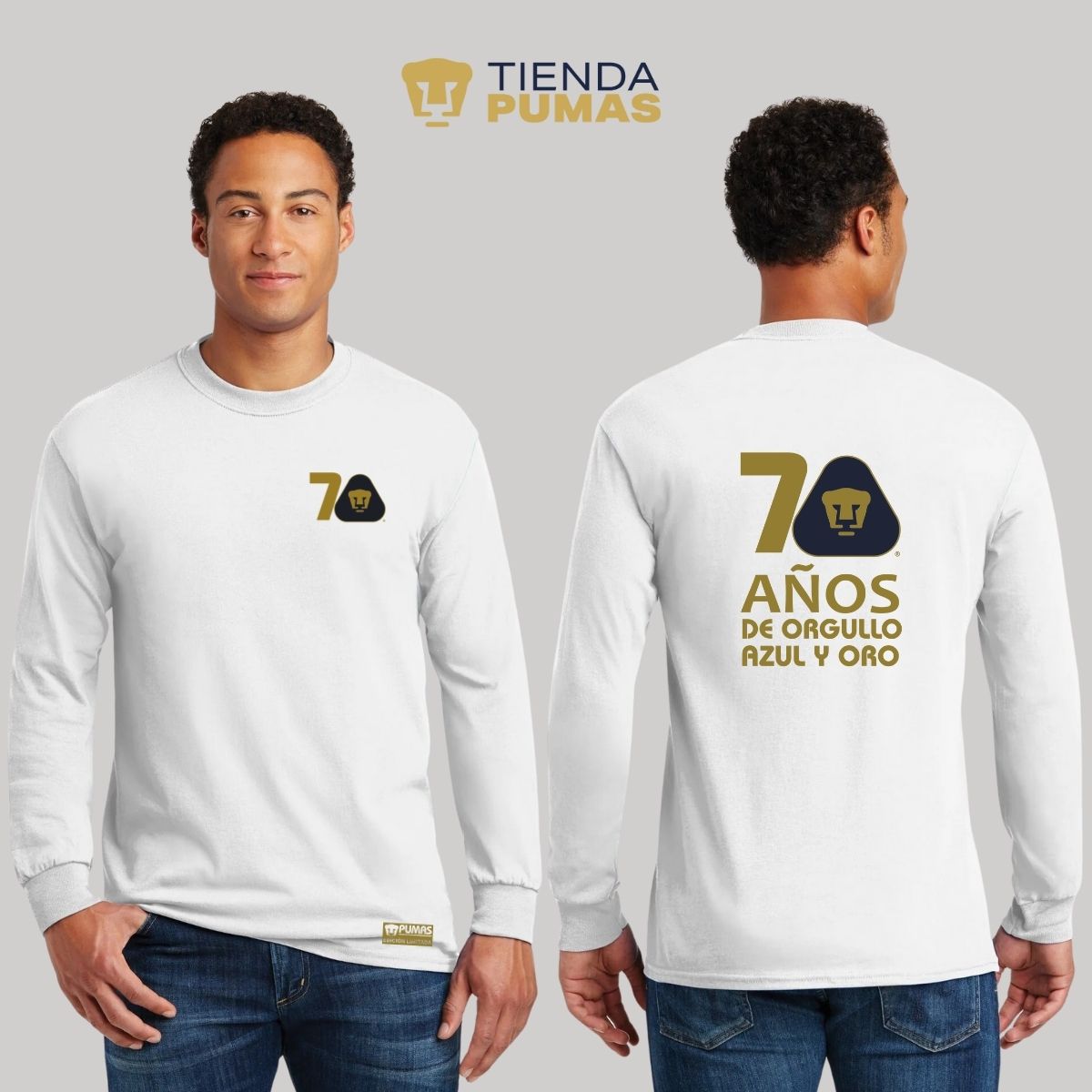 Playera Hombre Pumas UNAM Manga Larga 70 Años FYR Edición Limitada 4