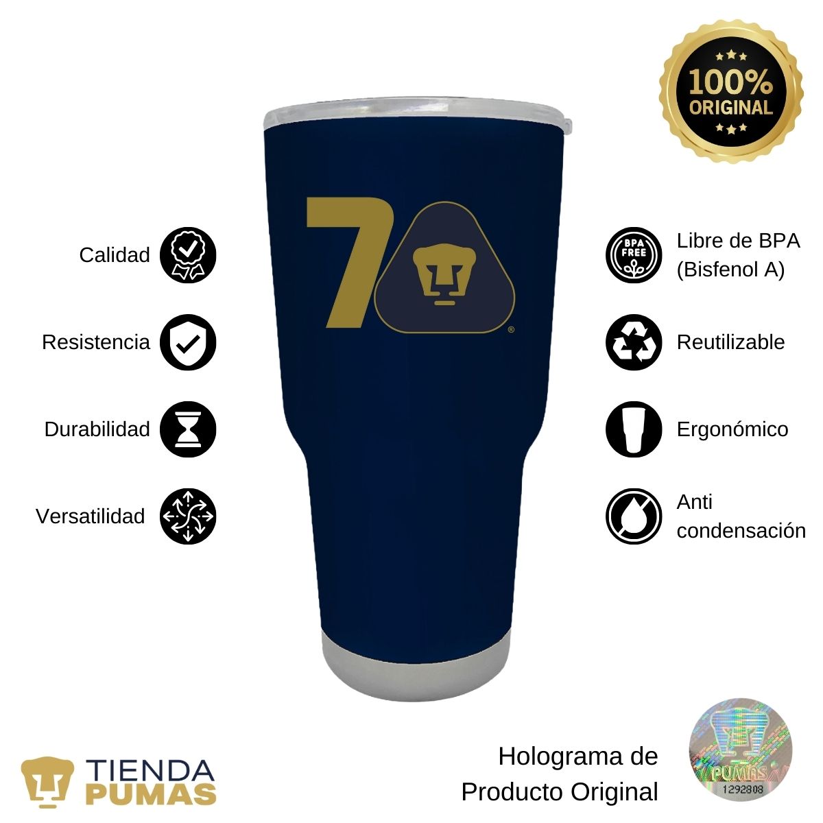 Termo 30 Oz Pumas UNAM 70 Años FYR Edición Limitada 4