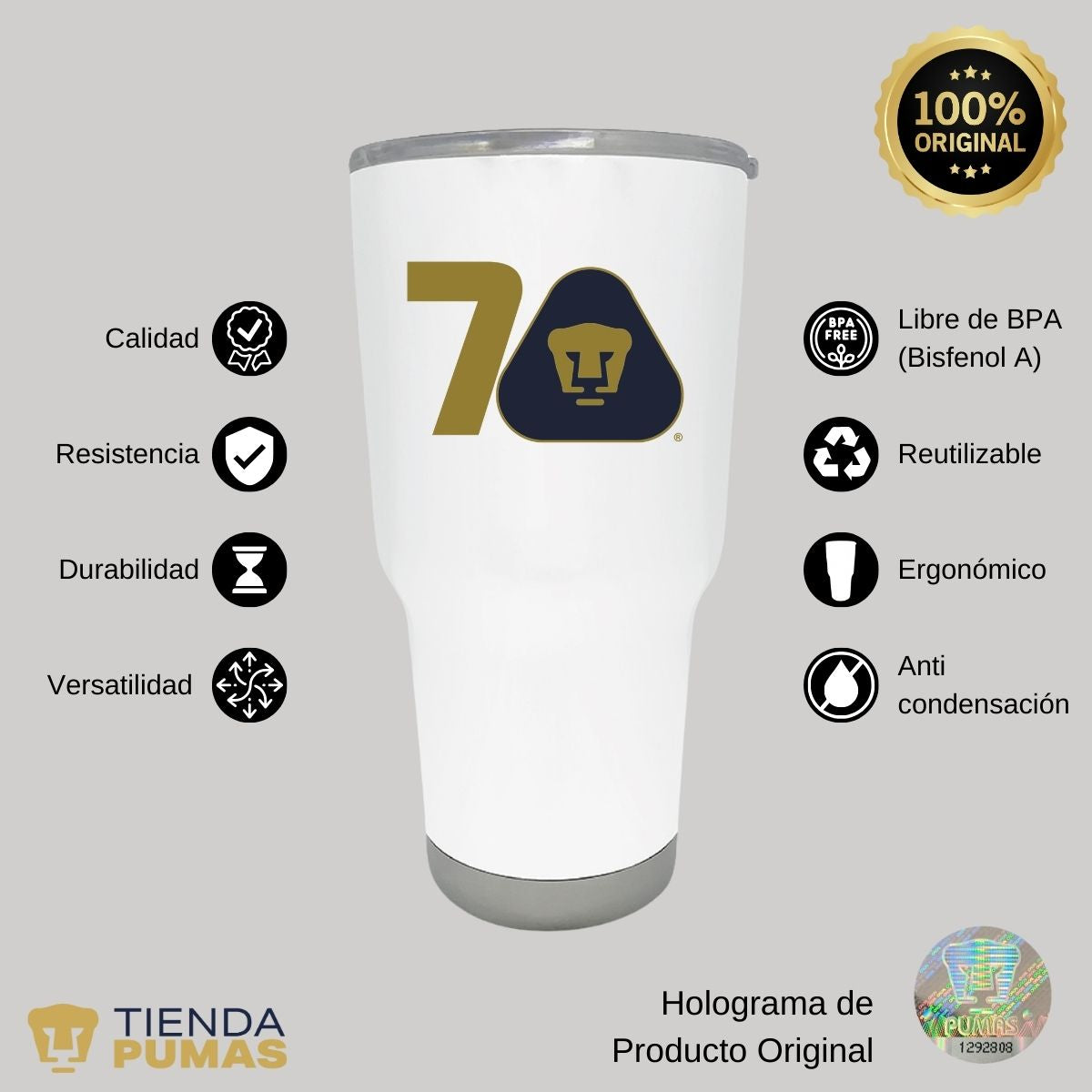 Termo 30 Oz Pumas UNAM 70 Años FYR Edición Limitada 4