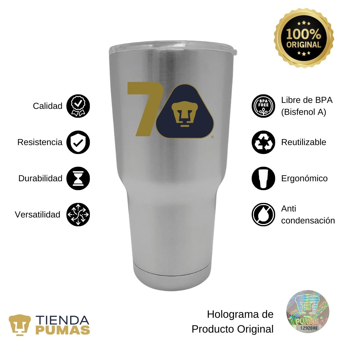 Termo 30 Oz Pumas UNAM 70 Años FYR Edición Limitada 4