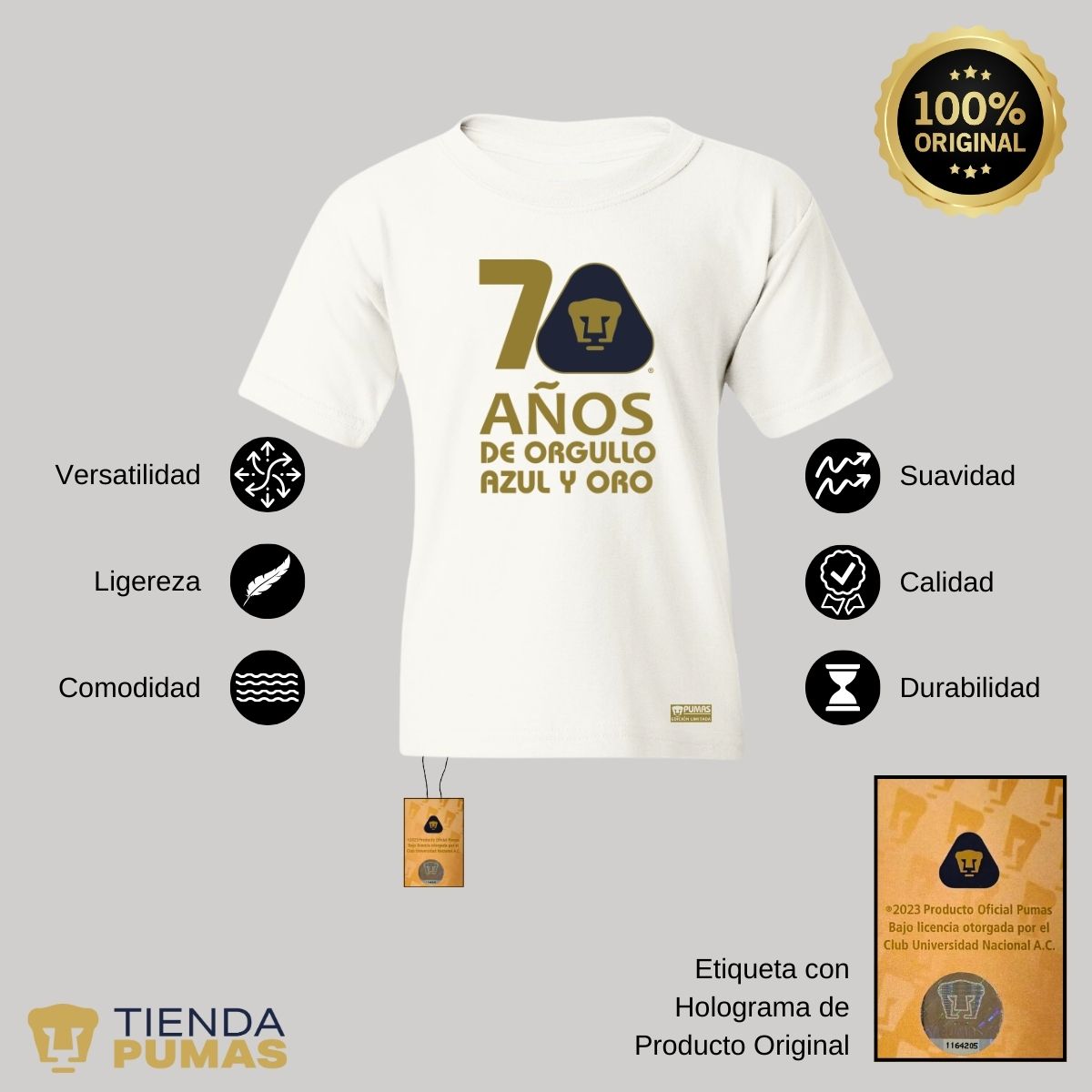 Playera Niños Pumas UNAM 70 Años Fte Edición Limitada 4