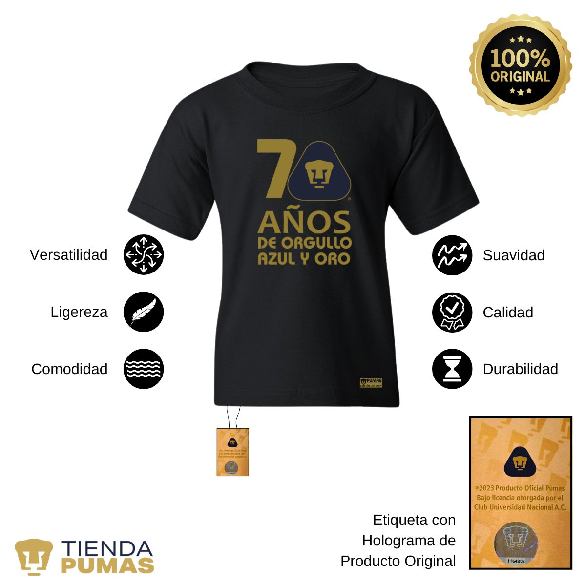 Playera Niños Pumas UNAM 70 Años Fte Edición Limitada 4