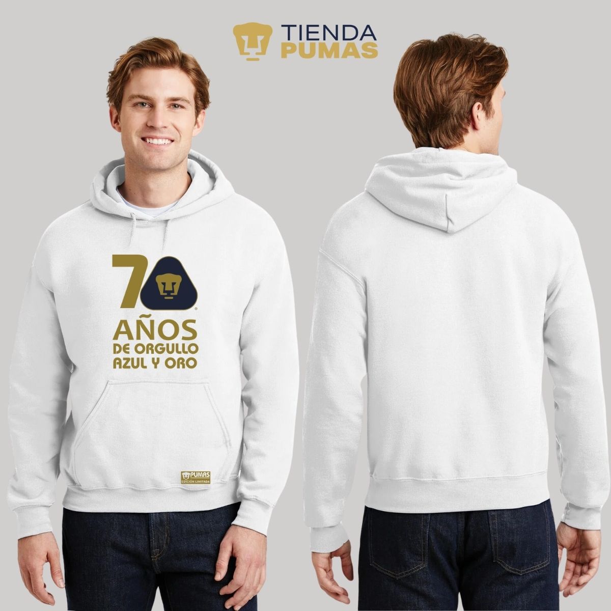 Sudadera Hombre Hoodie Pumas UNAM 70 Años Fte Edición Limitada 4