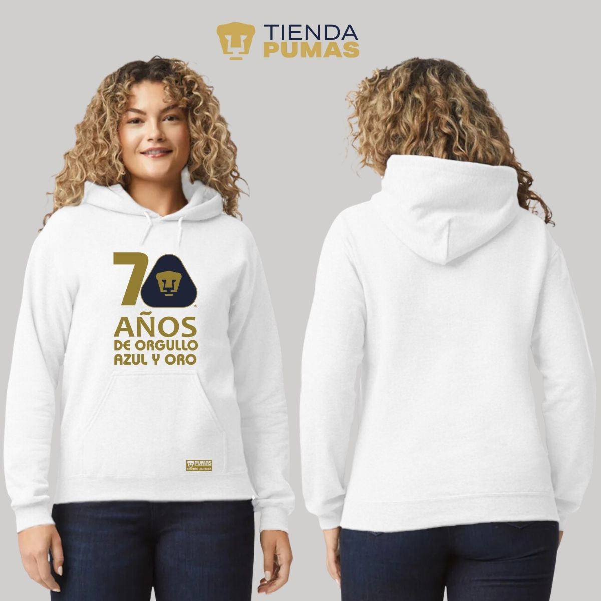 Sudadera Mujer Hoodie Pumas UNAM 70 Años Fte Edición Limitada 4