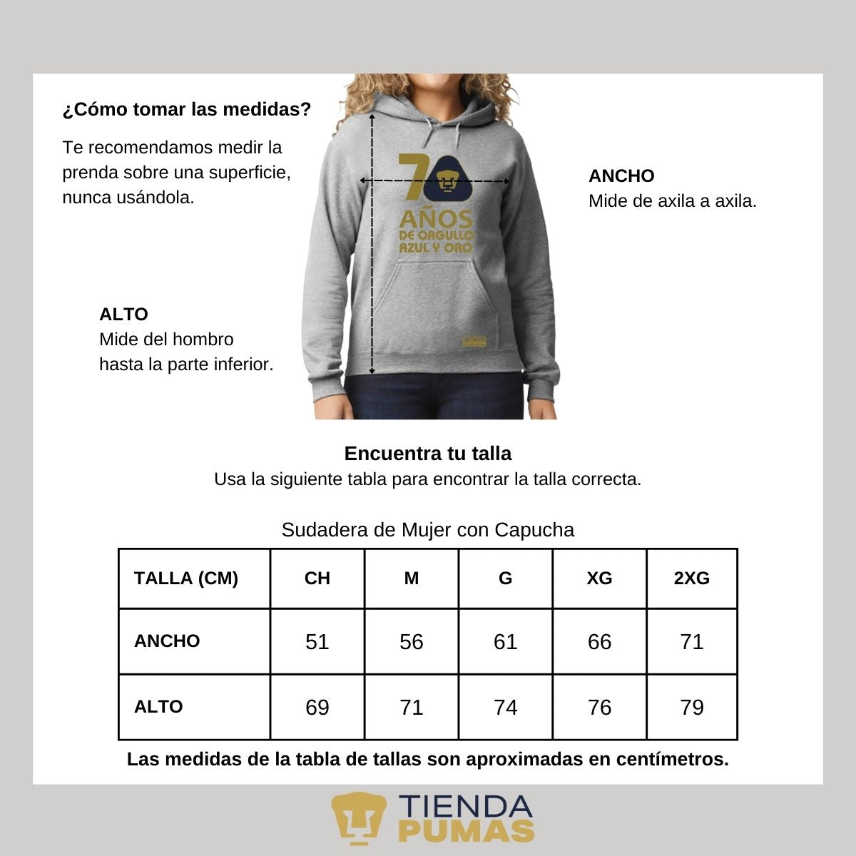 Sudadera Mujer Hoodie Pumas UNAM 70 Años Fte Edición Limitada 4