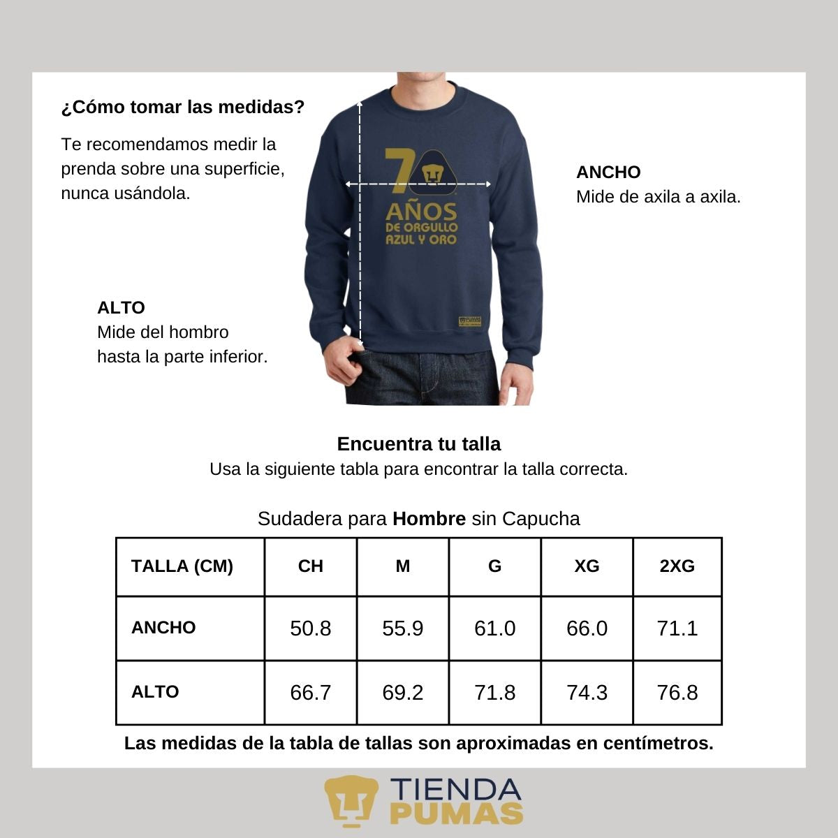 Sudadera Hombre Pumas UNAM 70 Años Fte Edición Limitada 4