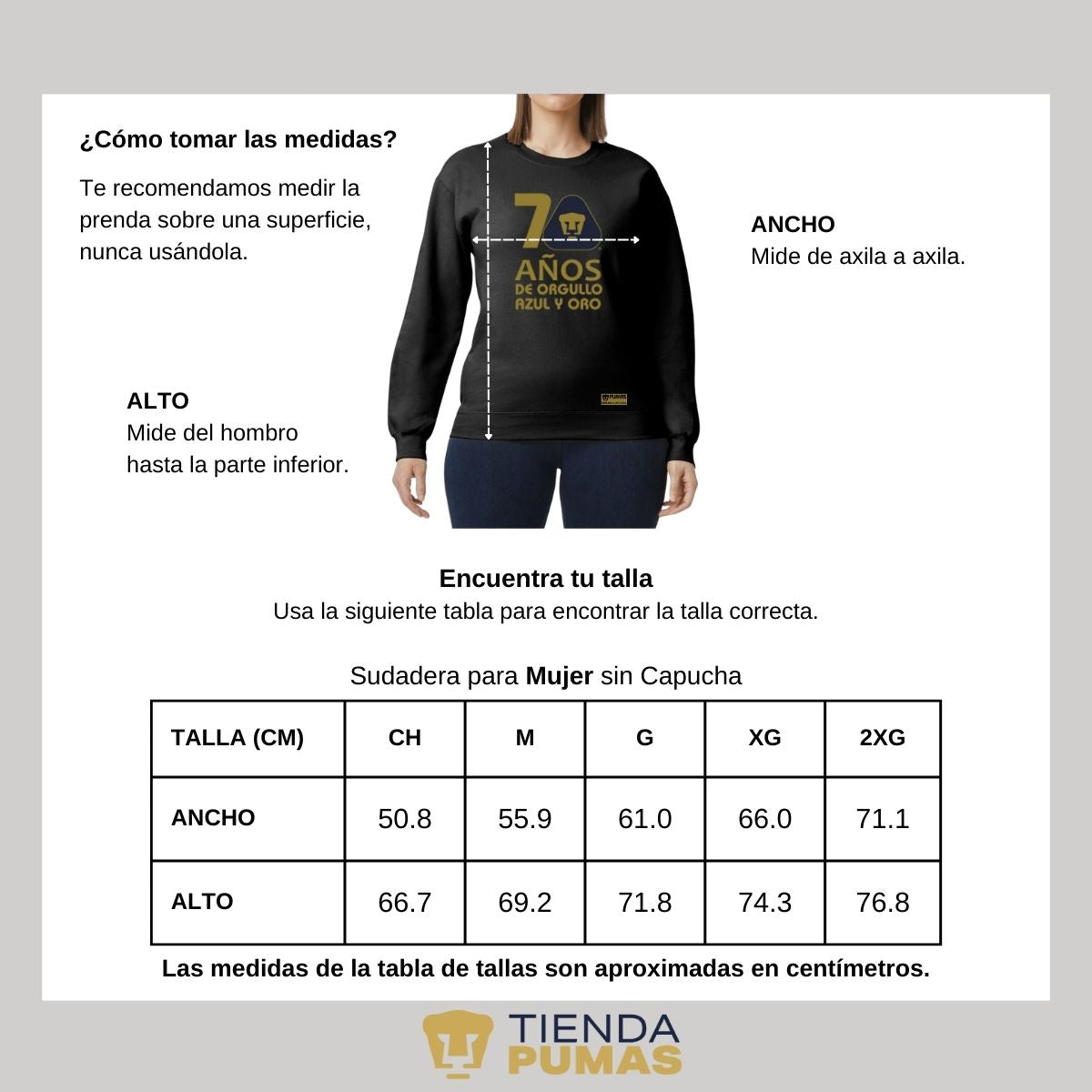 Sudadera Mujer Pumas UNAM 70 Años Fte Edición Limitada 4