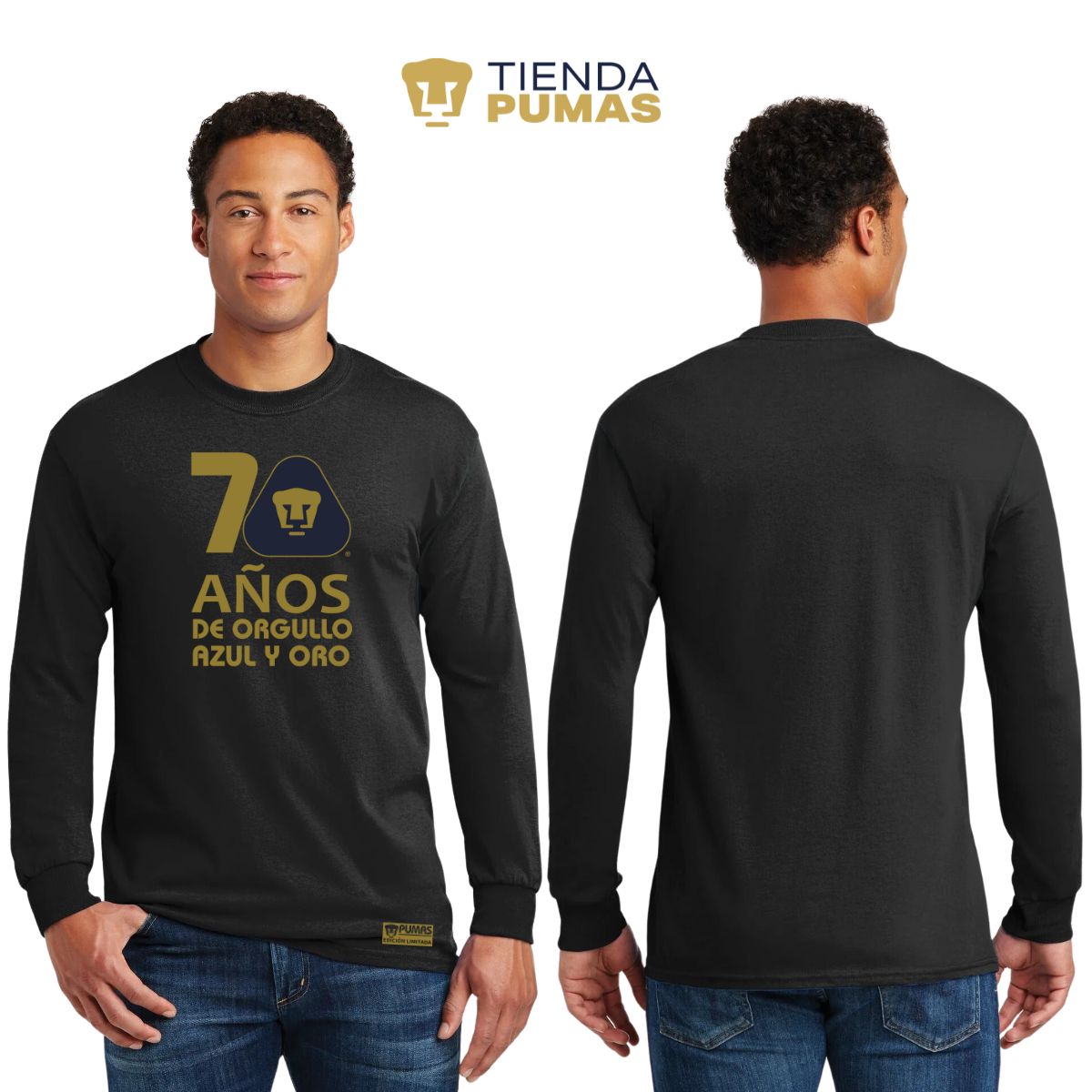 Playera Hombre Pumas UNAM Manga Larga 70 Años Fte Edición Limitada 4