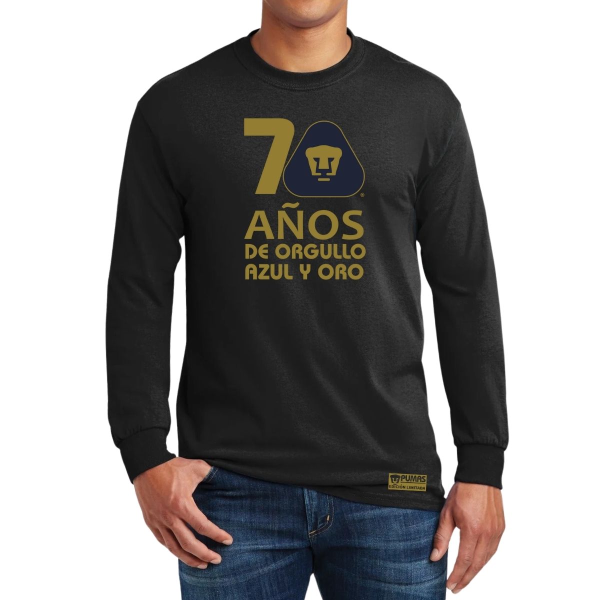 Playera Hombre Pumas UNAM Manga Larga 70 Años Fte Edición Limitada 4