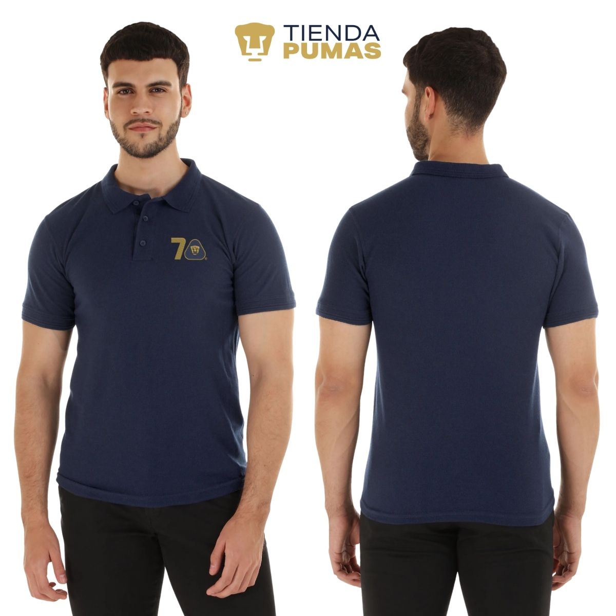 Playera Tipo Polo Piqué Hombre Pumas UNAM 70 Años Bordado Edición Limitada 4