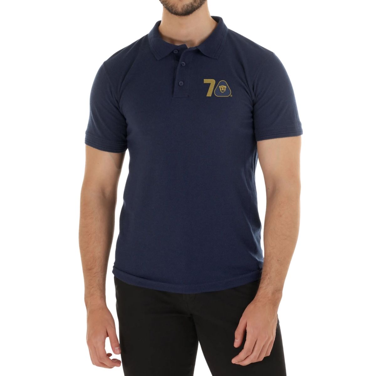 Playera Tipo Polo Piqué Hombre Pumas UNAM 70 Años Bordado Edición Limitada 4