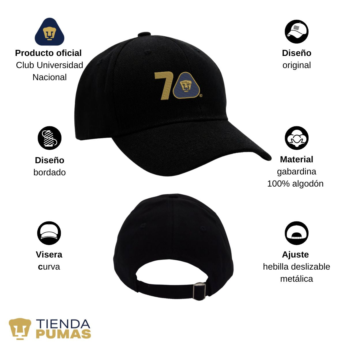 Gorra Pumas UNAM Hombre Mujer 70 Años Bordado Fte Edición Limitada 4