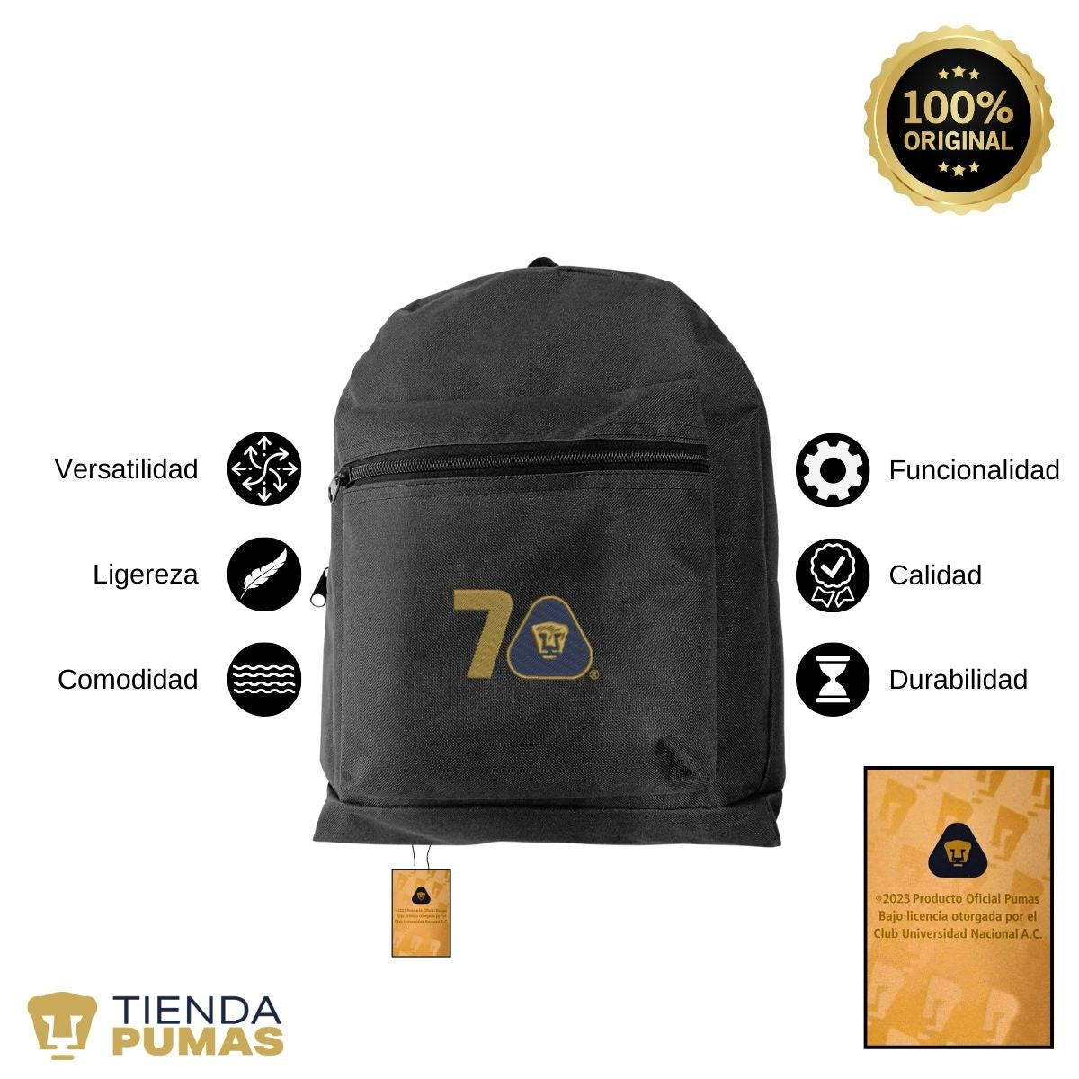 Mochila Escolar Pumas UNAM 70 Años Bordado Edición Limitada 4