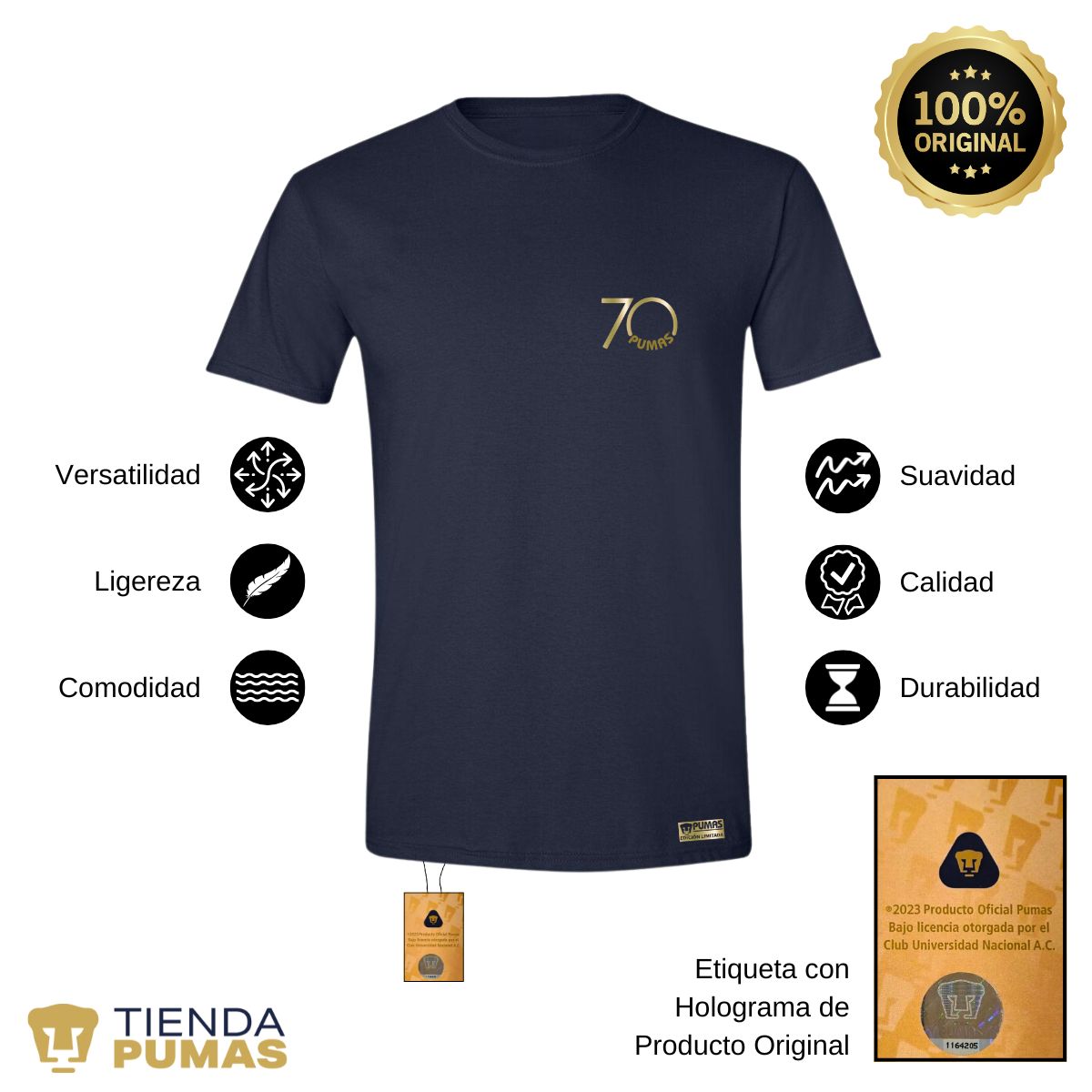 Playera Hombre Pumas UNAM 70 Aniversario FYR Edición Limitada 4