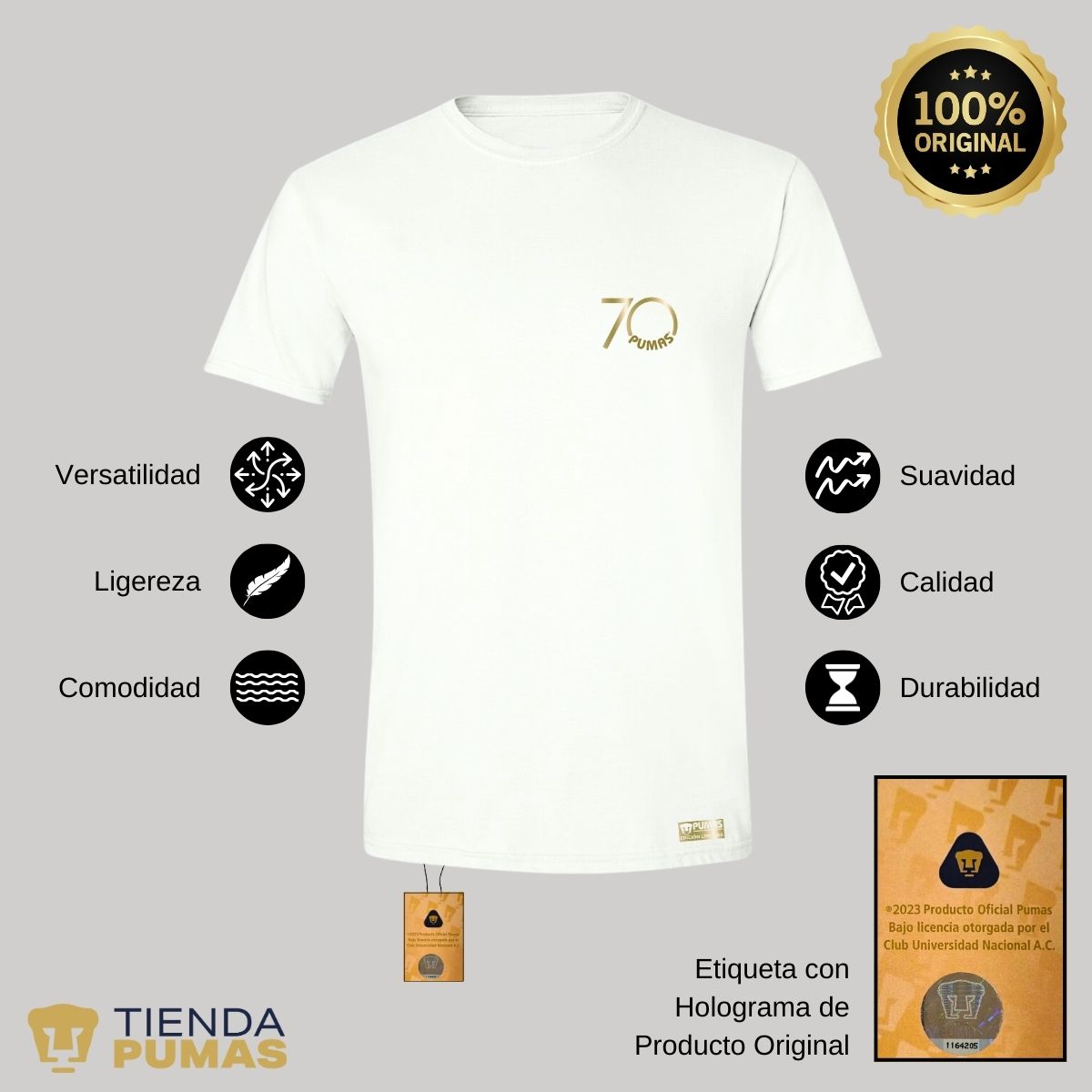 Playera Hombre Pumas UNAM 70 Aniversario FYR Edición Limitada 4