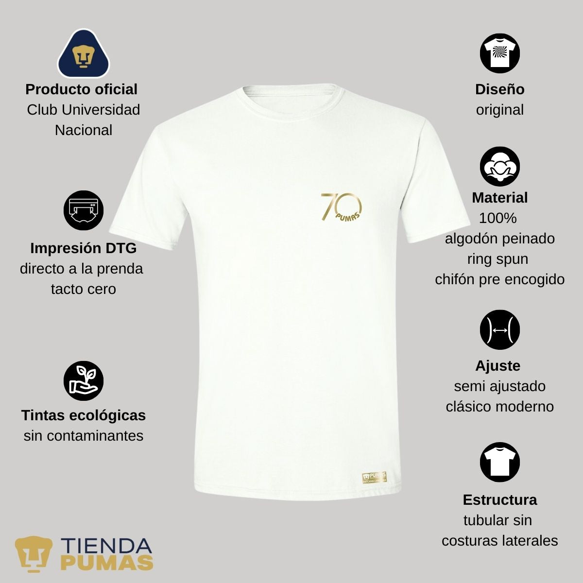 Playera Hombre Pumas UNAM 70 Aniversario FYR Edición Limitada 4