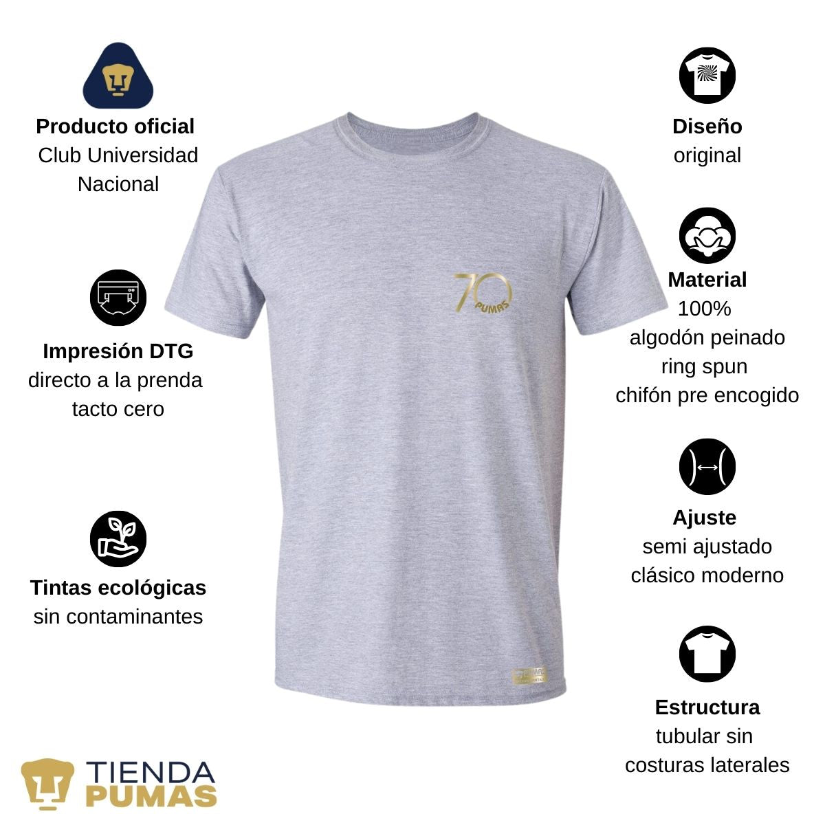 Playera Hombre Pumas UNAM 70 Aniversario FYR Edición Limitada 4