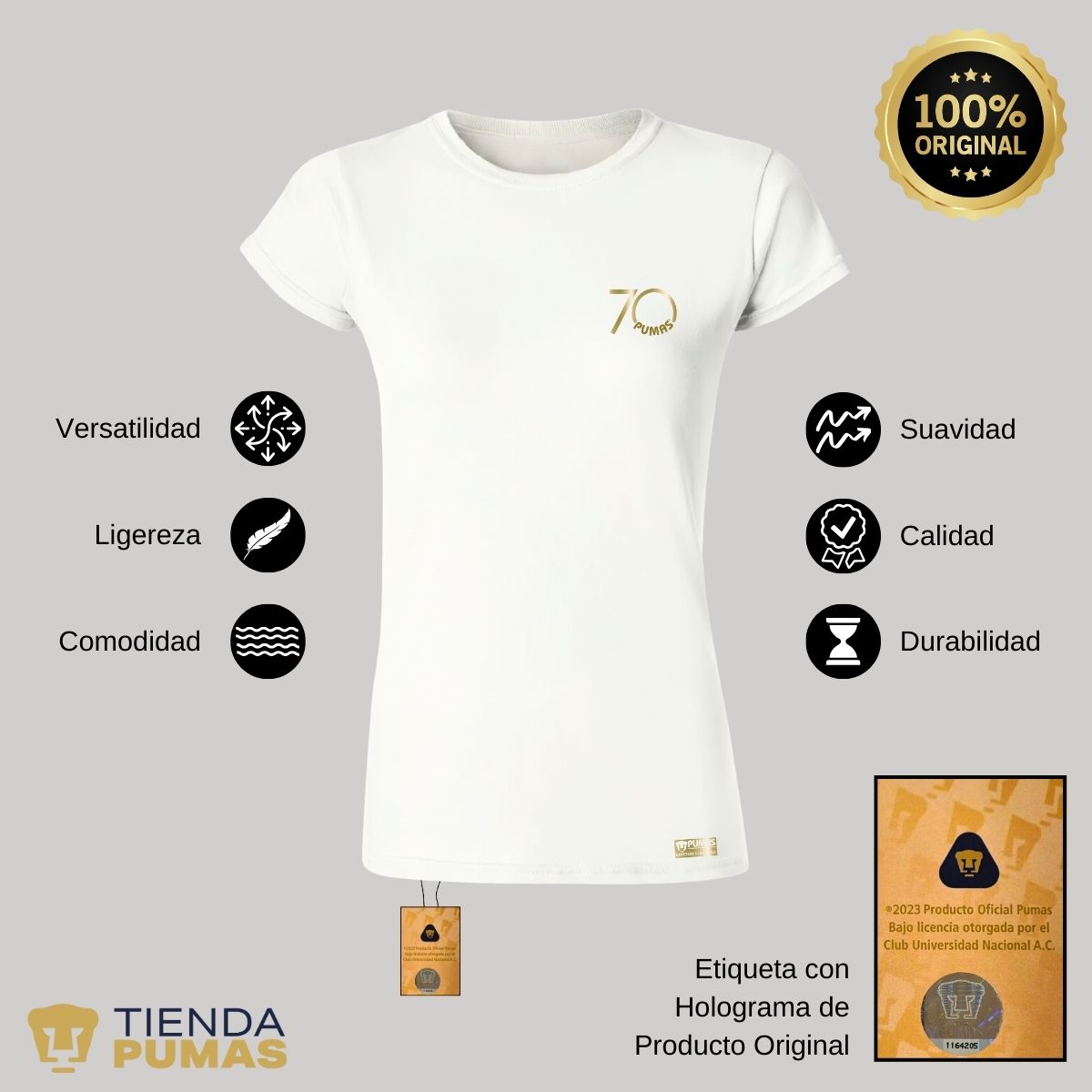 Playera Mujer Pumas UNAM 70 Aniversario FYR Edición Limitada 4