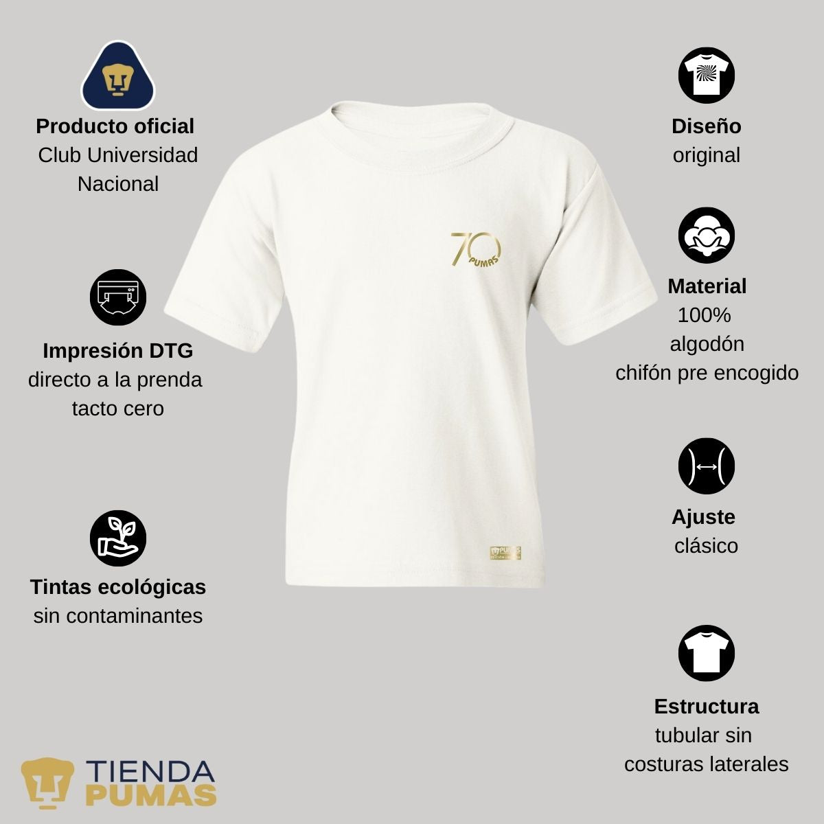 Playera Niños Pumas UNAM 70 Aniversario FYR Edición Limitada 4