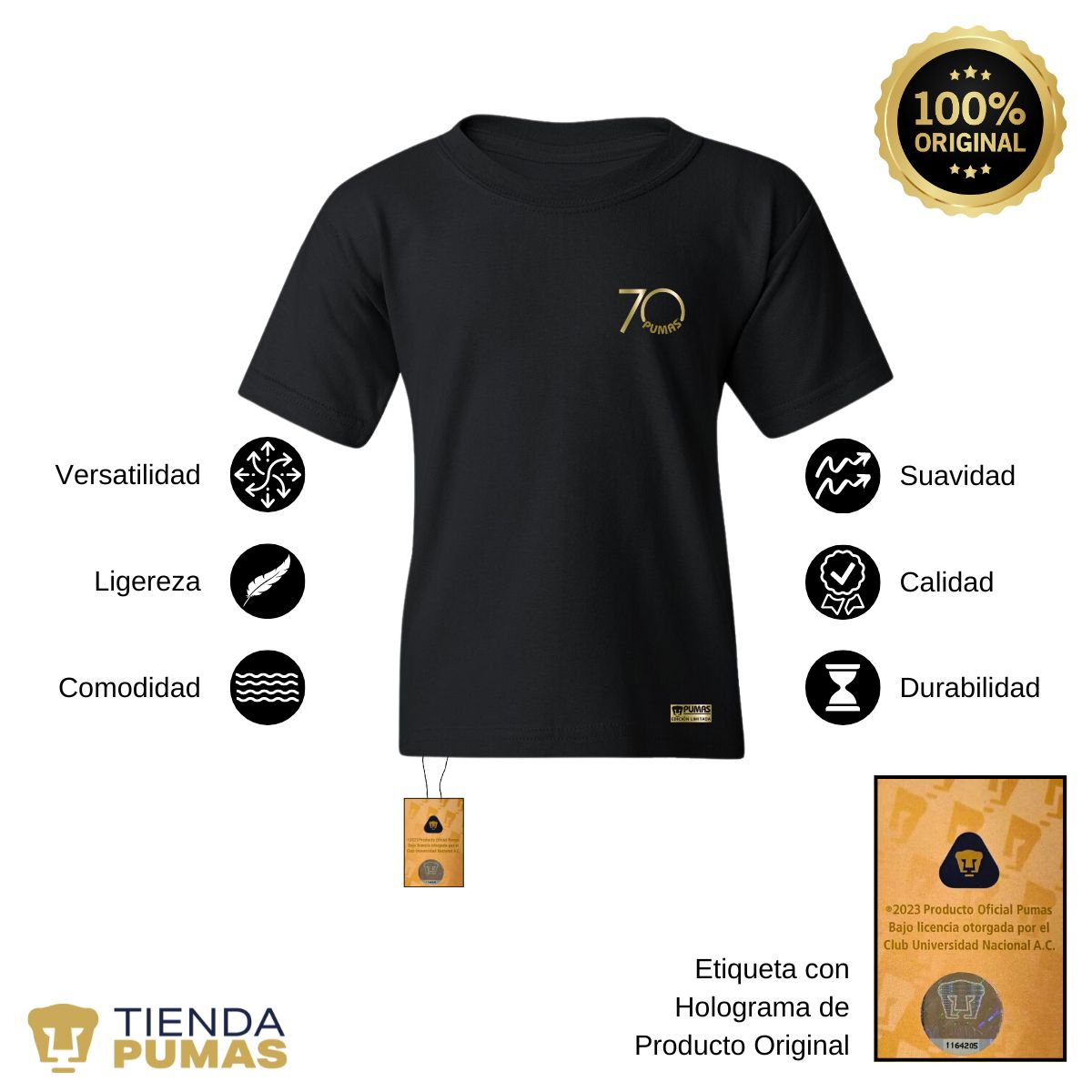 Playera Niños Pumas UNAM 70 Aniversario FYR Edición Limitada 4