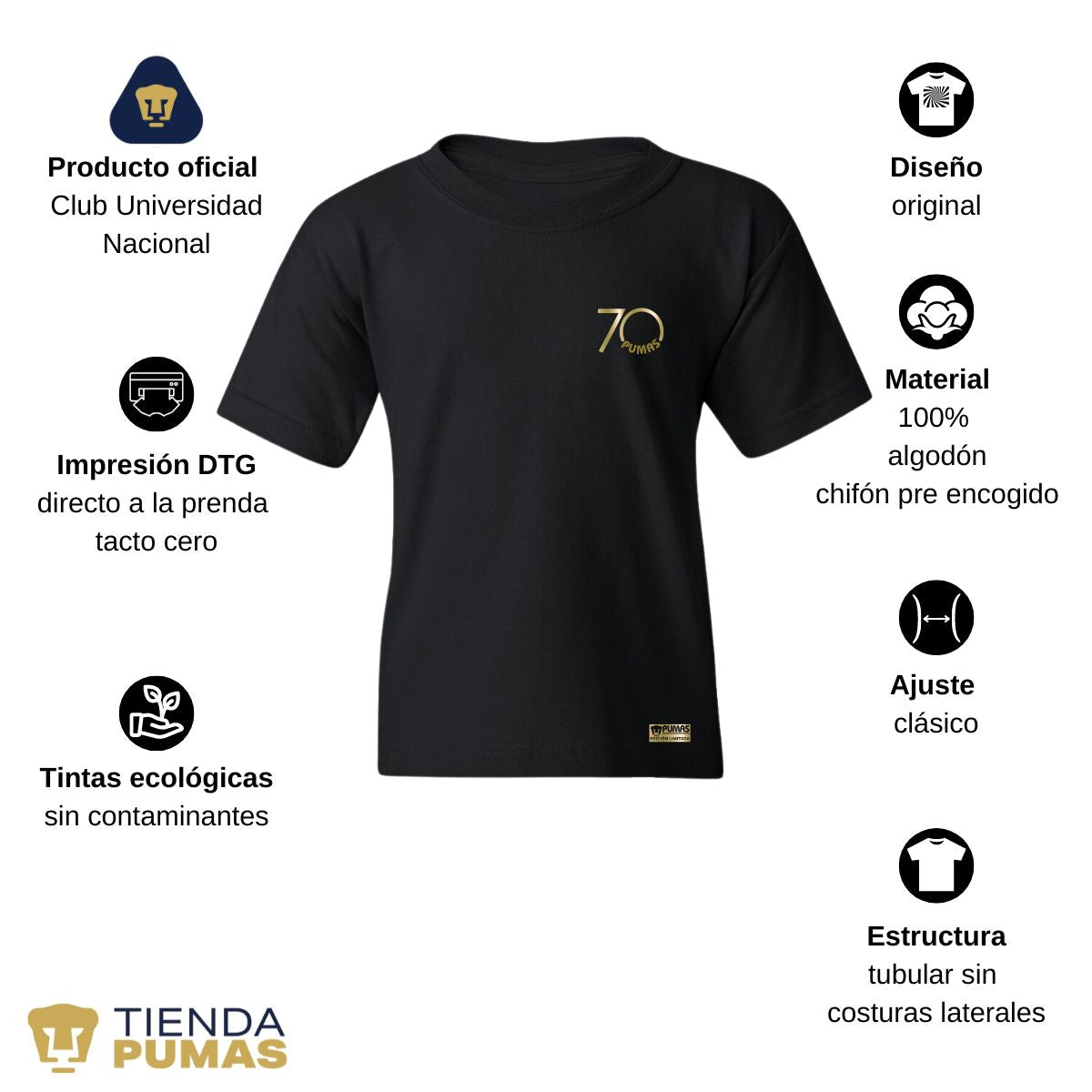 Playera Niños Pumas UNAM 70 Aniversario FYR Edición Limitada 4