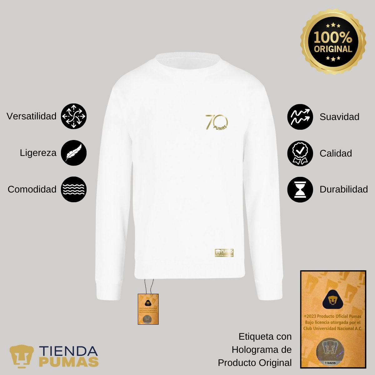 Sudadera Hombre Pumas UNAM 70 Aniversario FYR Edición Limitada 4