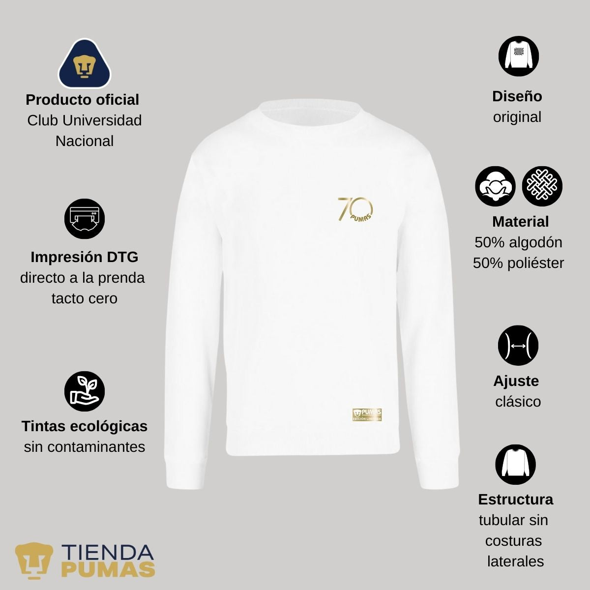 Sudadera Hombre Pumas UNAM 70 Aniversario FYR Edición Limitada 4