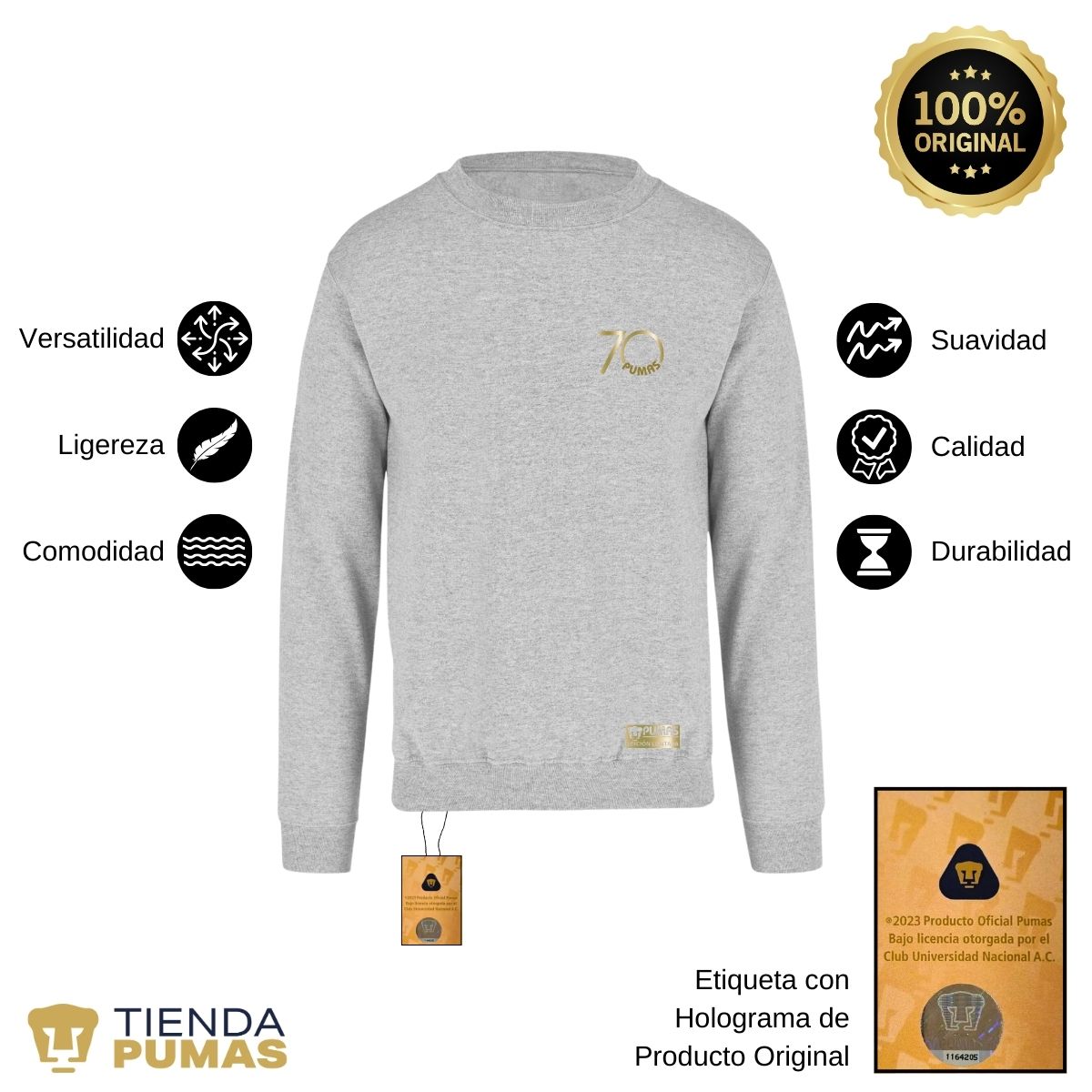 Sudadera Hombre Pumas UNAM 70 Aniversario FYR Edición Limitada 4