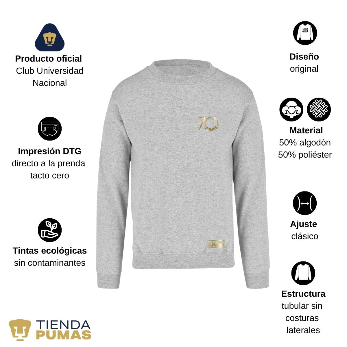 Sudadera Hombre Pumas UNAM 70 Aniversario FYR Edición Limitada 4