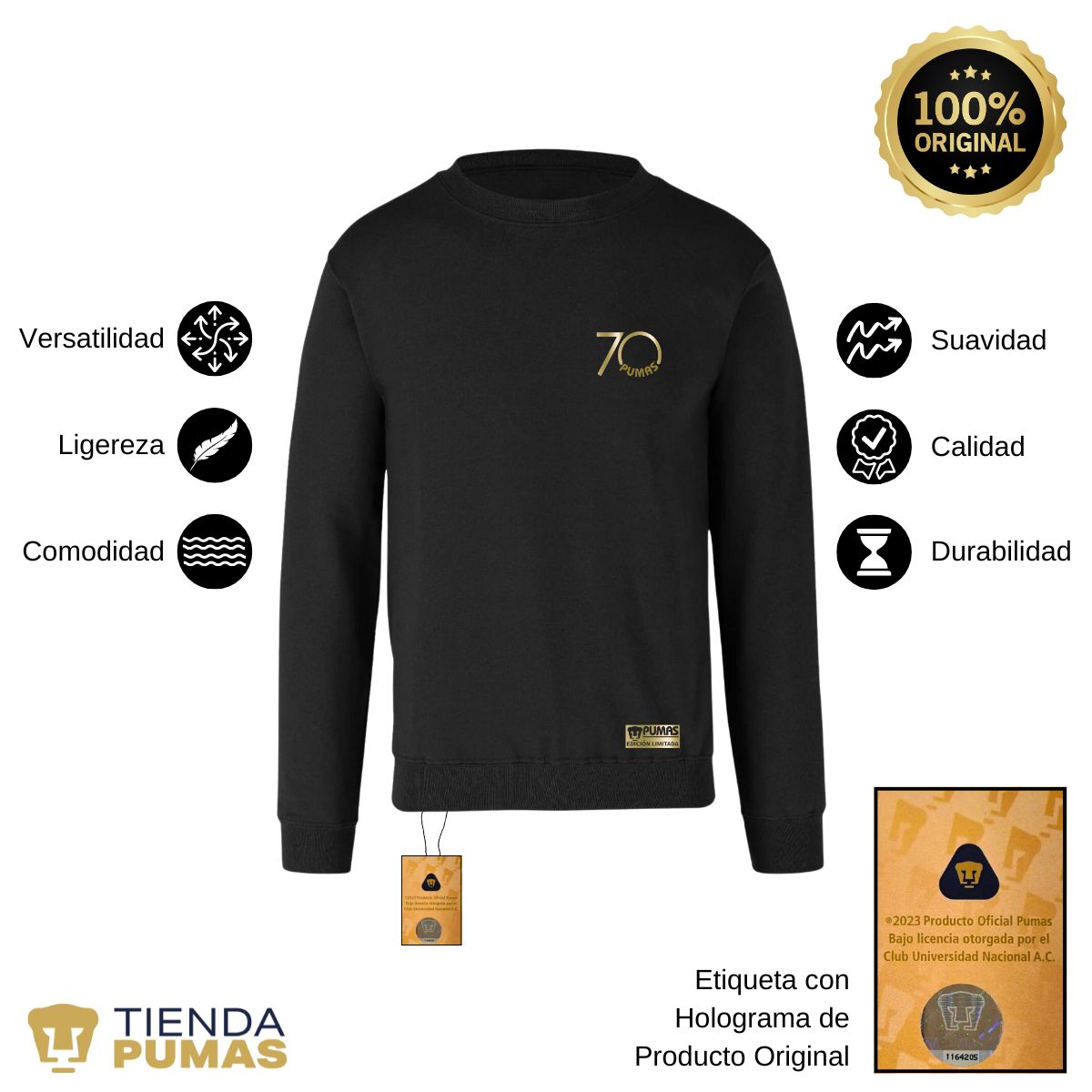 Sudadera Mujer Pumas UNAM 70 Aniversario FYR Edición Limitada 4