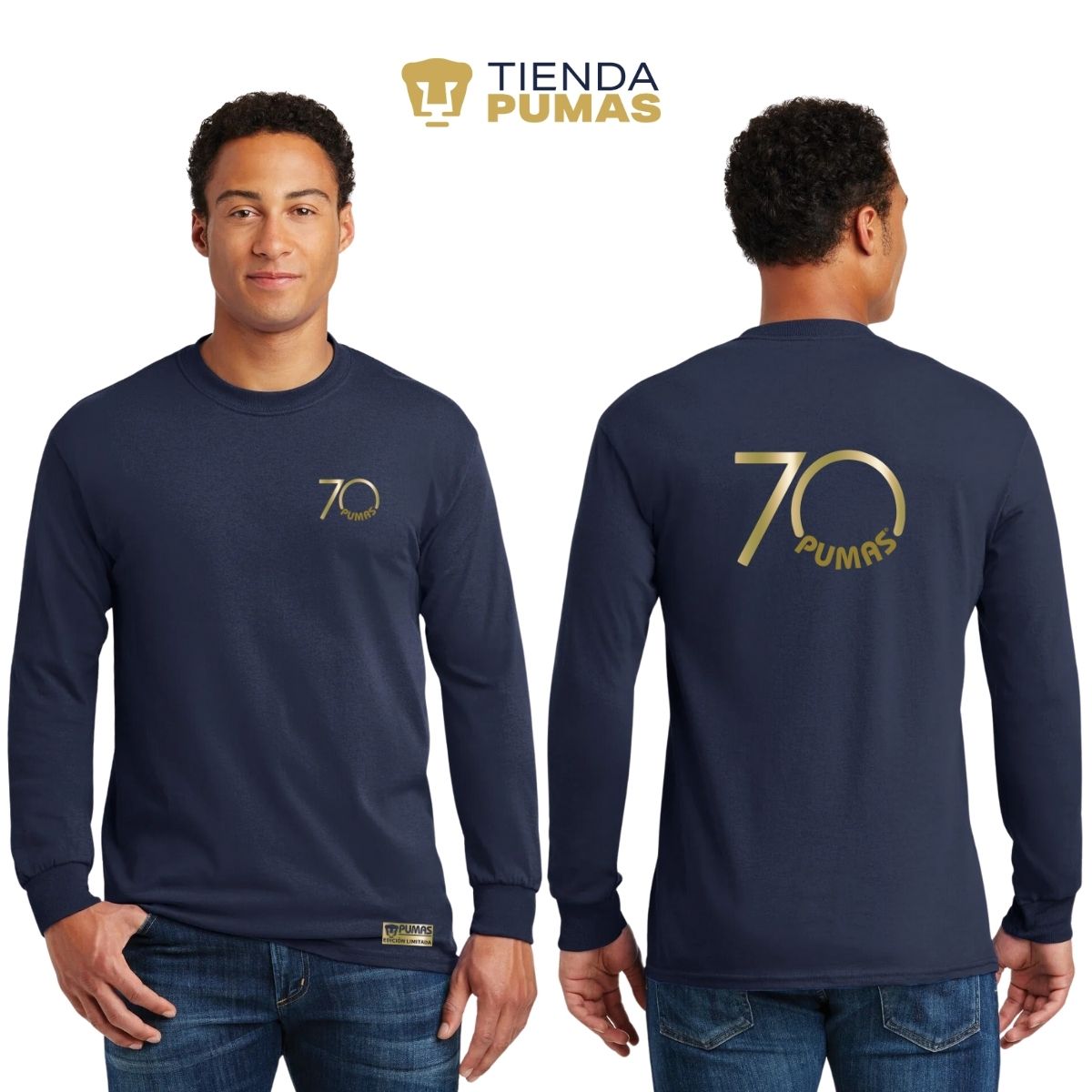 Playera Hombre Pumas UNAM Manga Larga 70 Aniversario FYR Edición Limitada 4