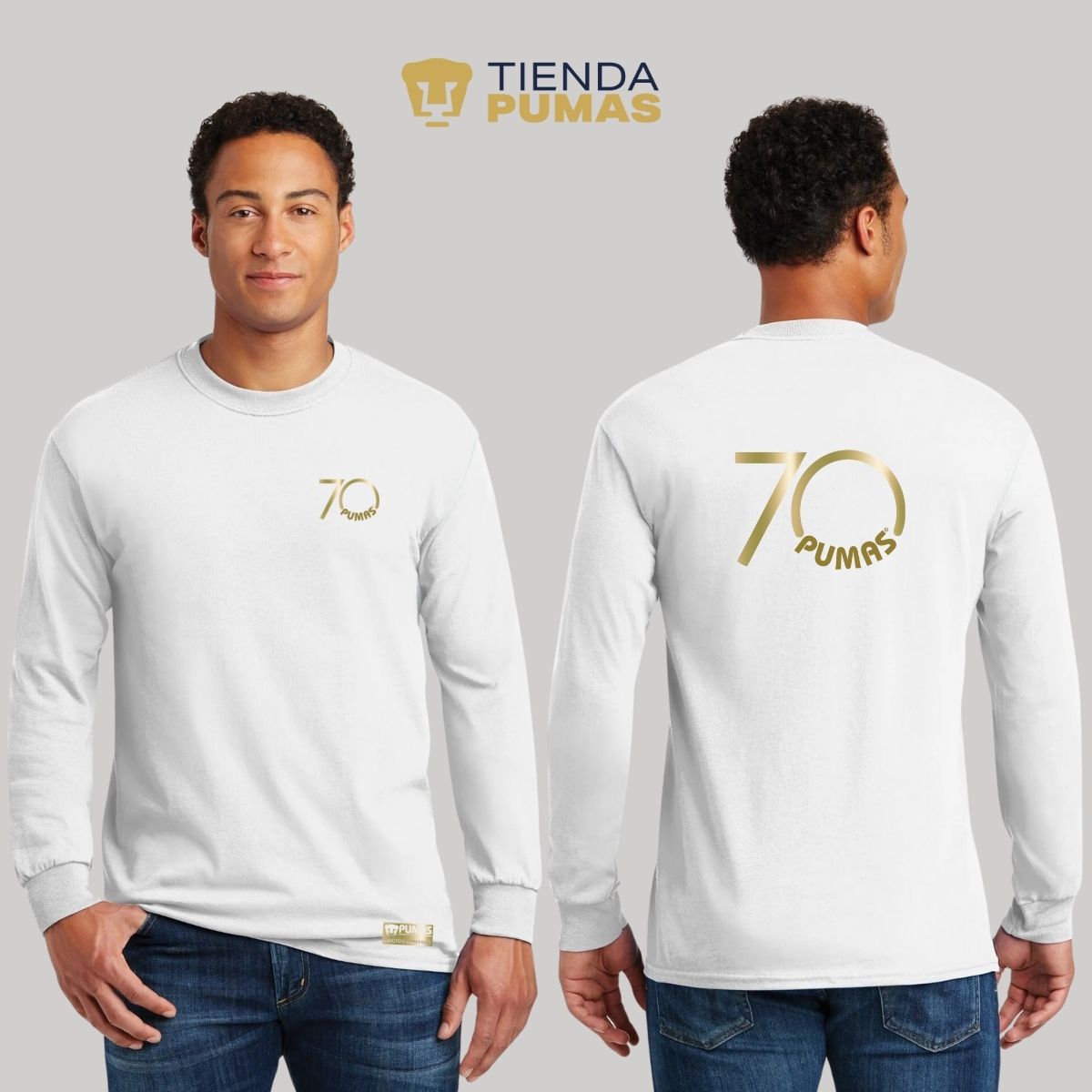 Playera Hombre Pumas UNAM Manga Larga 70 Aniversario FYR Edición Limitada 4