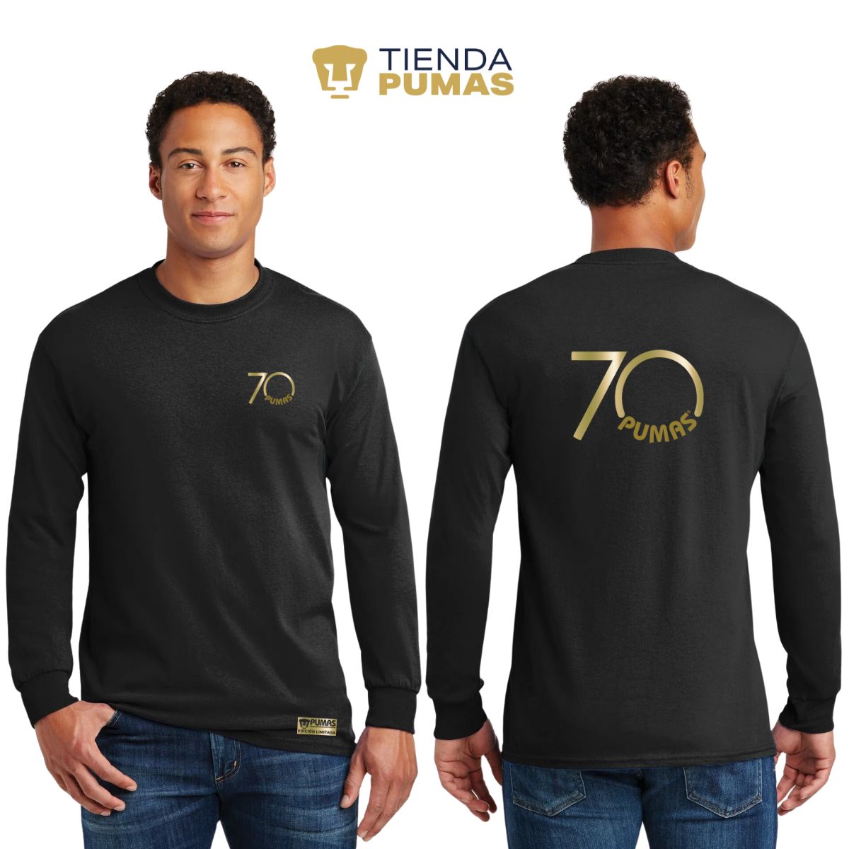 Playera Hombre Pumas UNAM Manga Larga 70 Aniversario FYR Edición Limitada 4