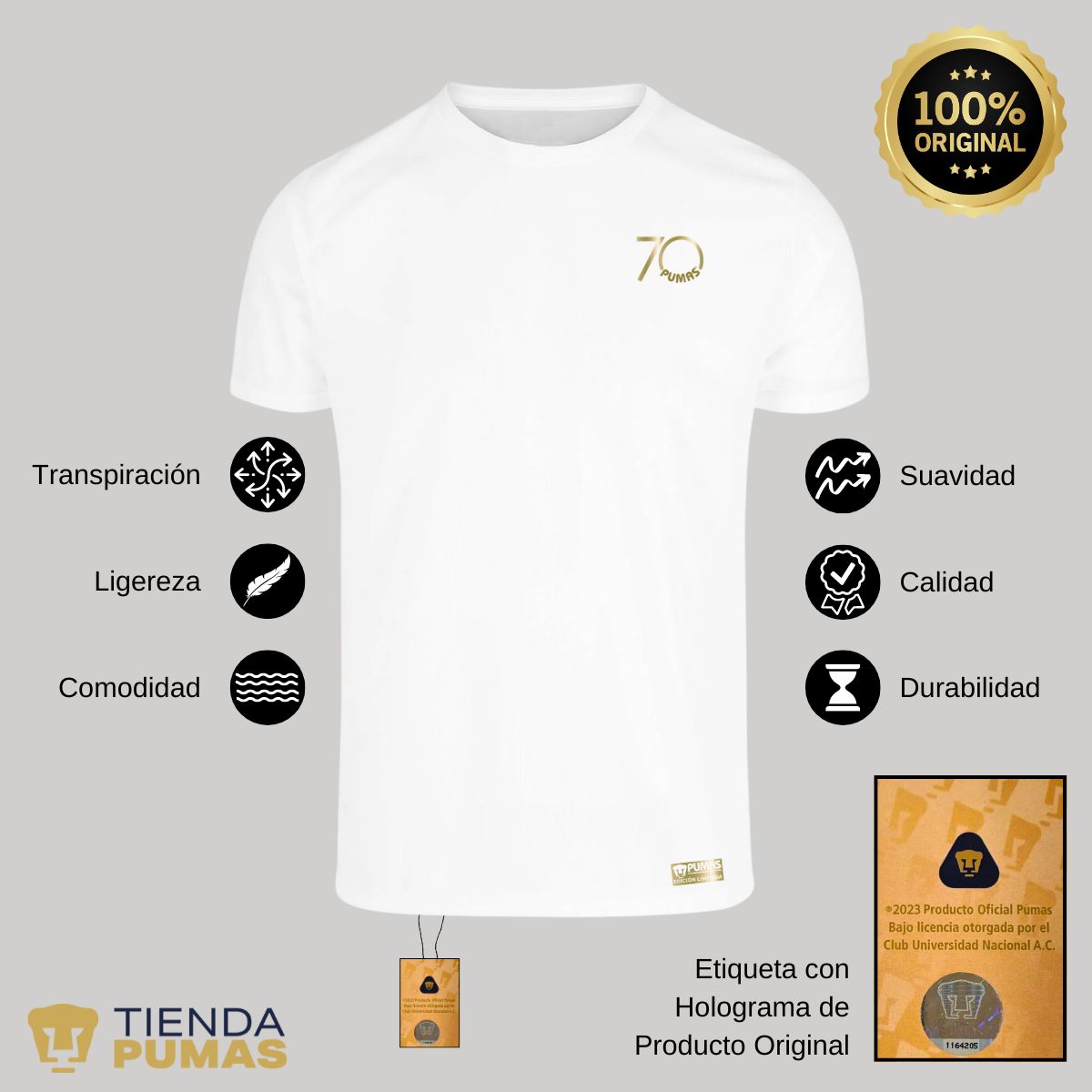 Playera Transpirable Hombre Pumas UNAM 70 Aniversario FYR Edición Limitada 4