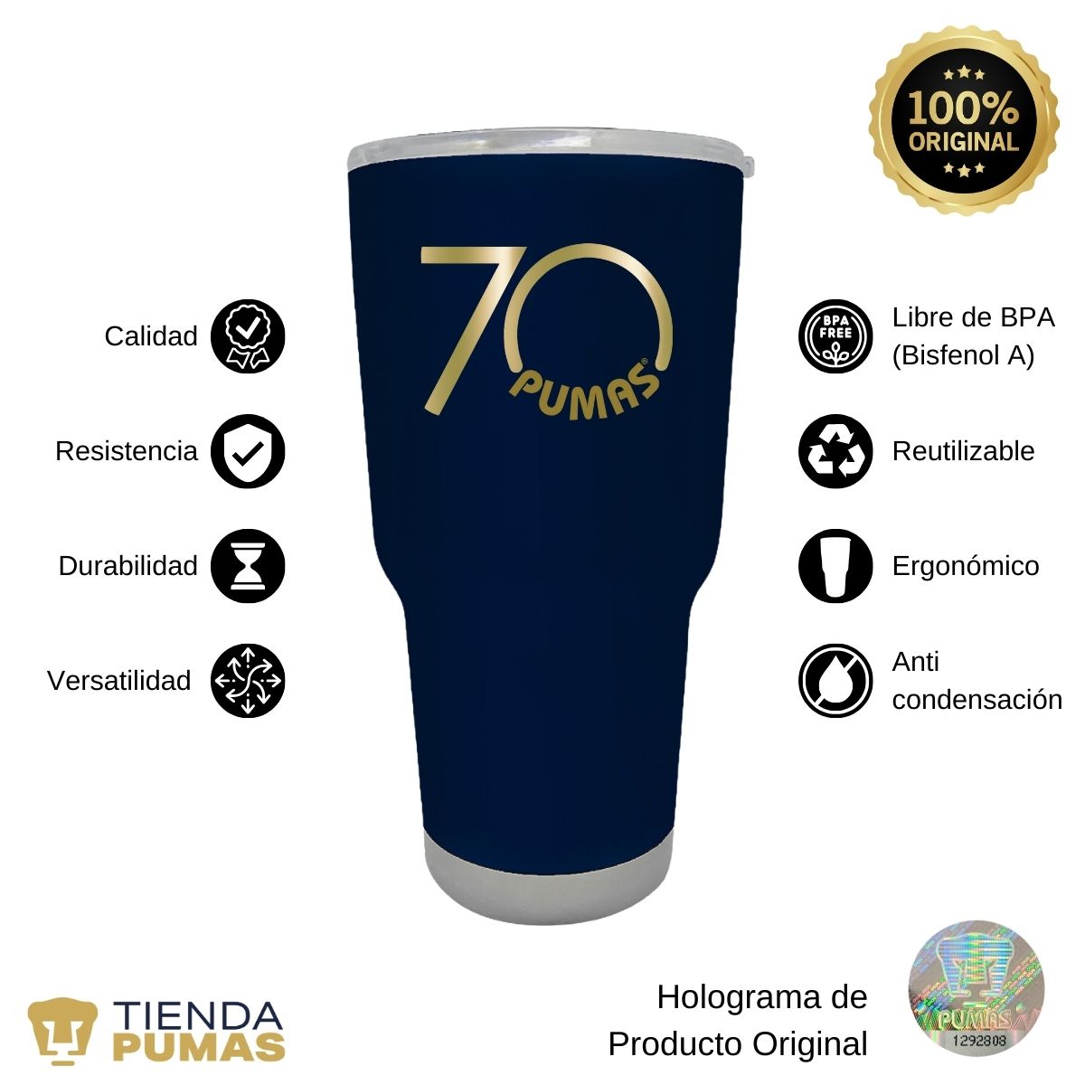 Termo 30 Oz Pumas UNAM 70 Aniversario FYR Edición Limitada 4