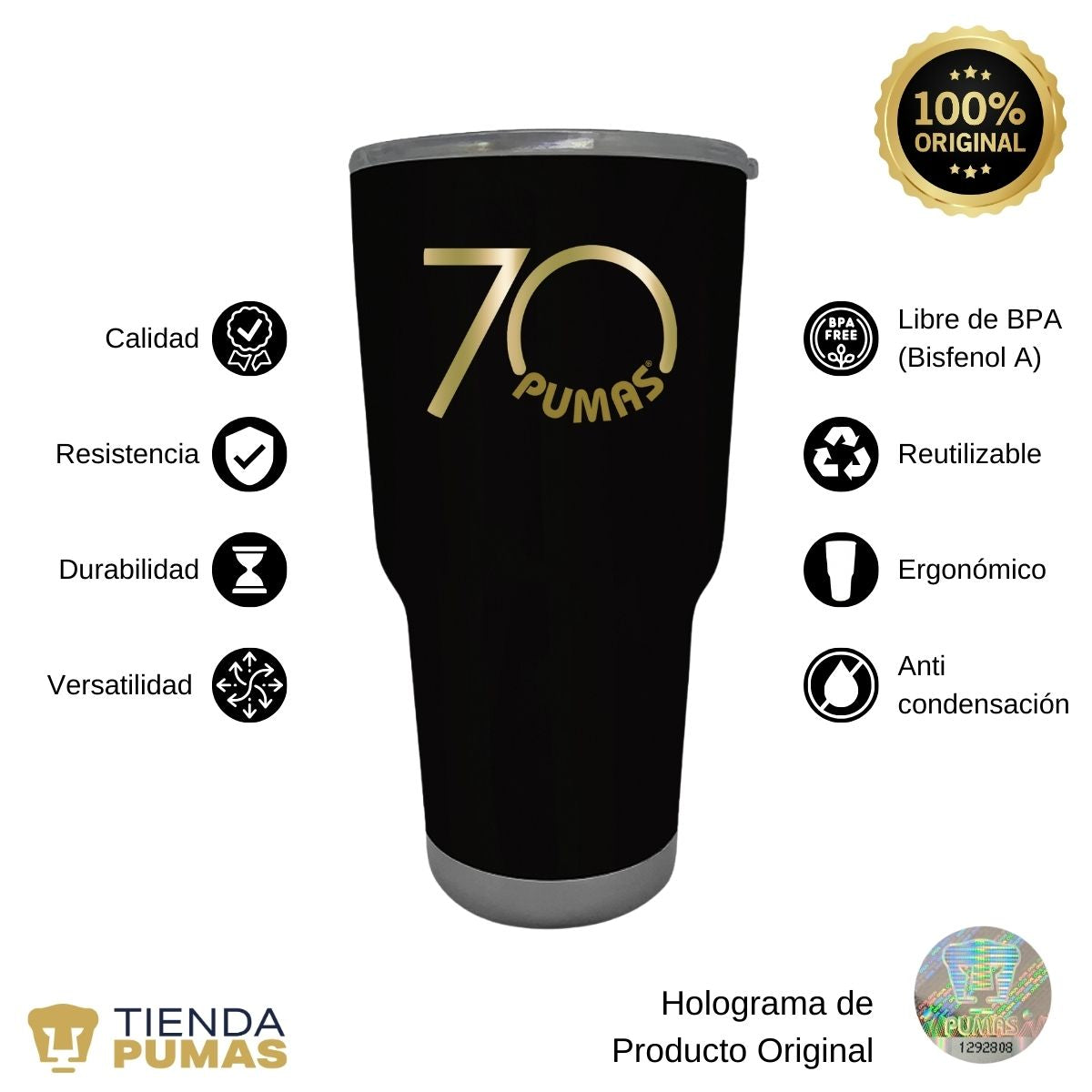 Termo 30 Oz Pumas UNAM 70 Aniversario FYR Edición Limitada 4