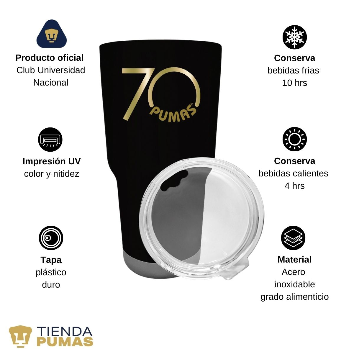 Termo 30 Oz Pumas UNAM 70 Aniversario FYR Edición Limitada 4