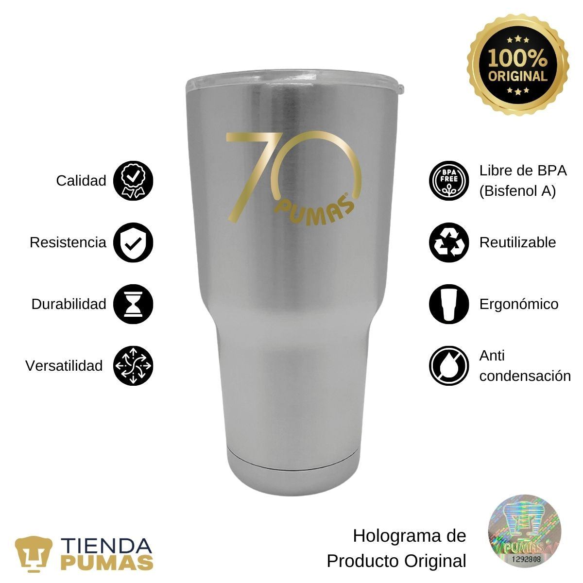 Termo 30 Oz Pumas UNAM 70 Aniversario FYR Edición Limitada 4