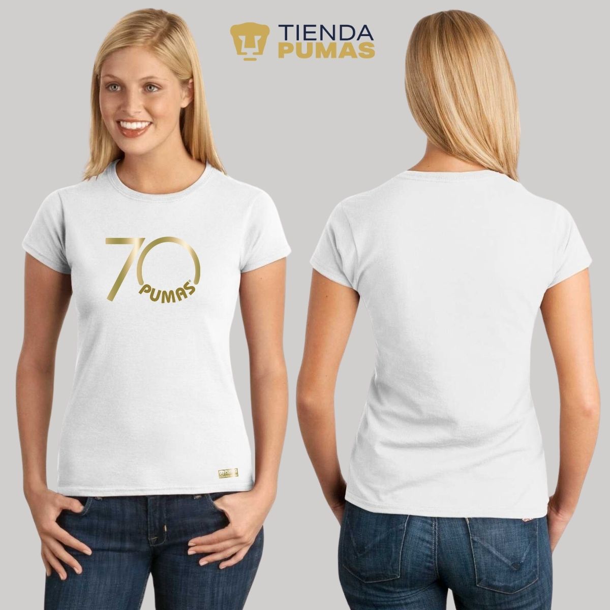 Playera Mujer Pumas UNAM 70 Aniversario Fte Edición Limitada 4