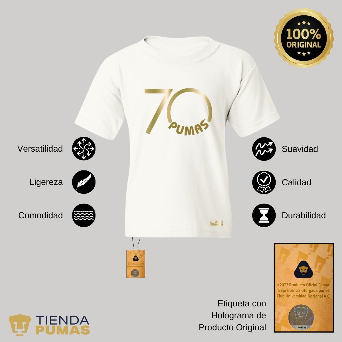 Playera Niños Pumas UNAM 70 Aniversario Fte Edición Limitada 4