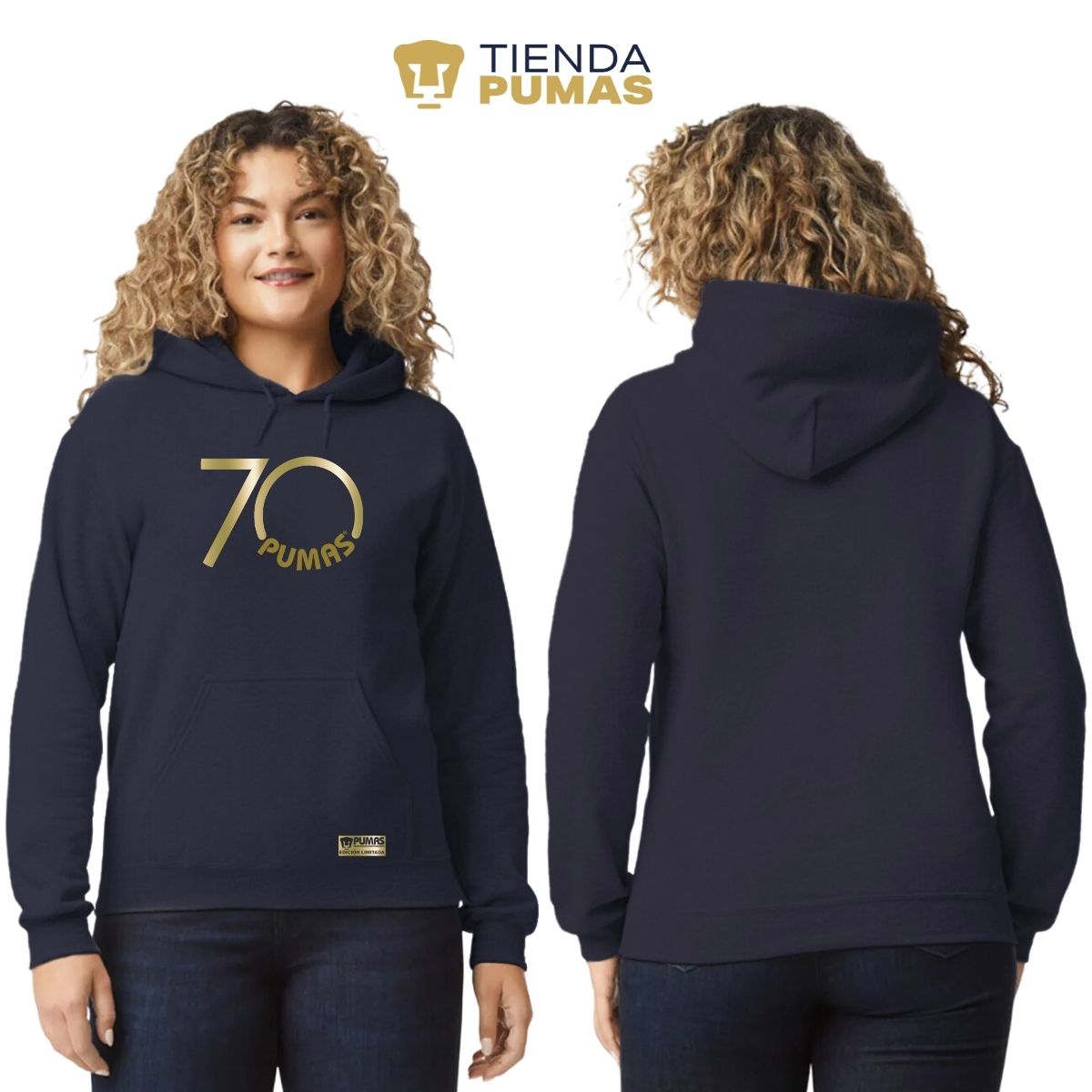 Sudadera Mujer Hoodie Pumas UNAM 70 Aniversario Fte Edición Limitada 4