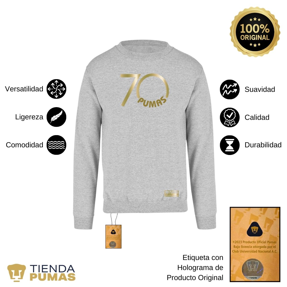 Sudadera Hombre Pumas UNAM 70 Aniversario Fte Edición Limitada 4