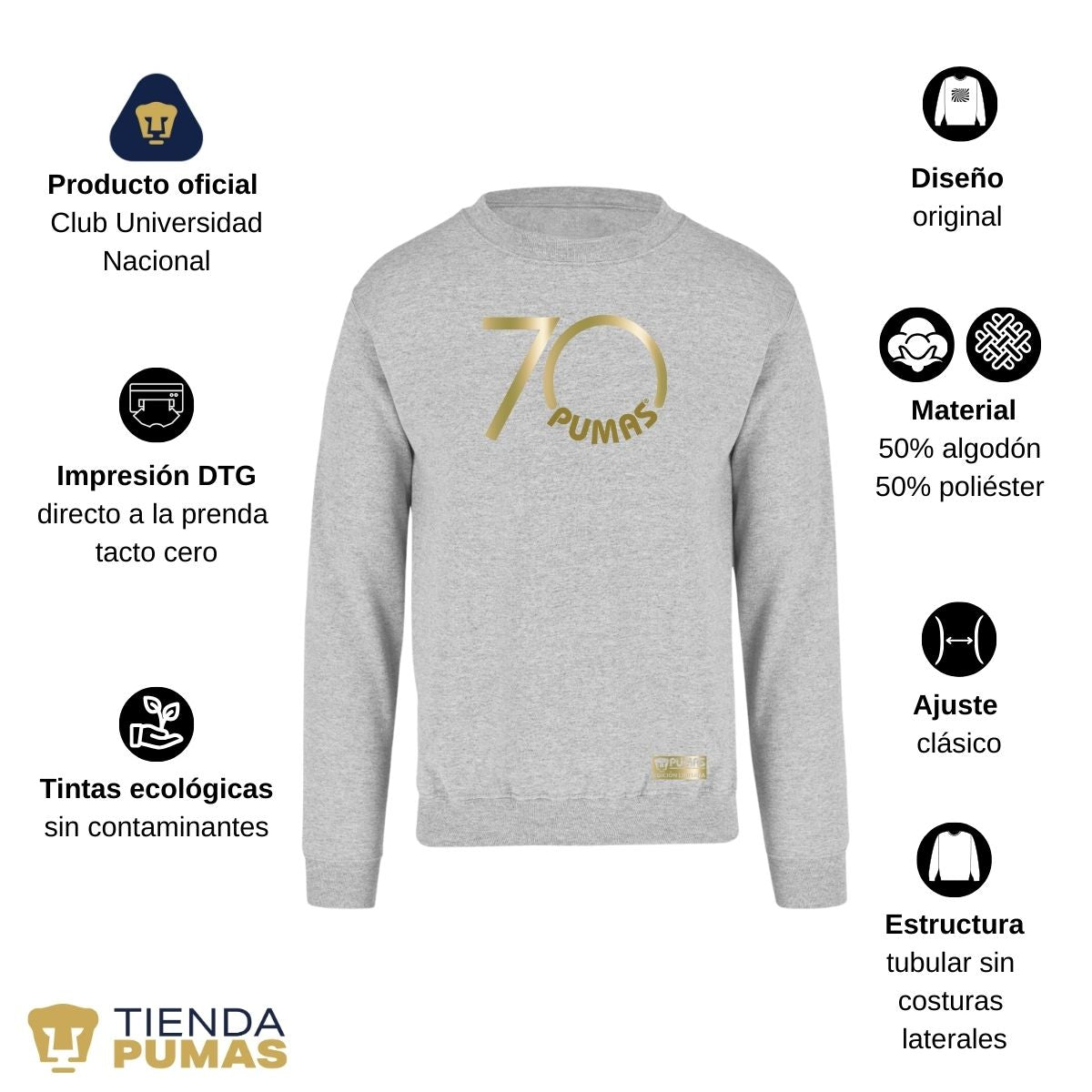 Sudadera Hombre Pumas UNAM 70 Aniversario Fte Edición Limitada 4