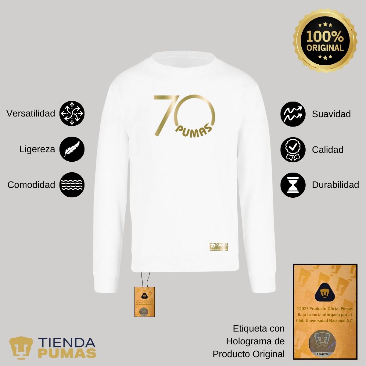 Sudadera Mujer Pumas UNAM 70 Aniversario Fte Edición Limitada 4