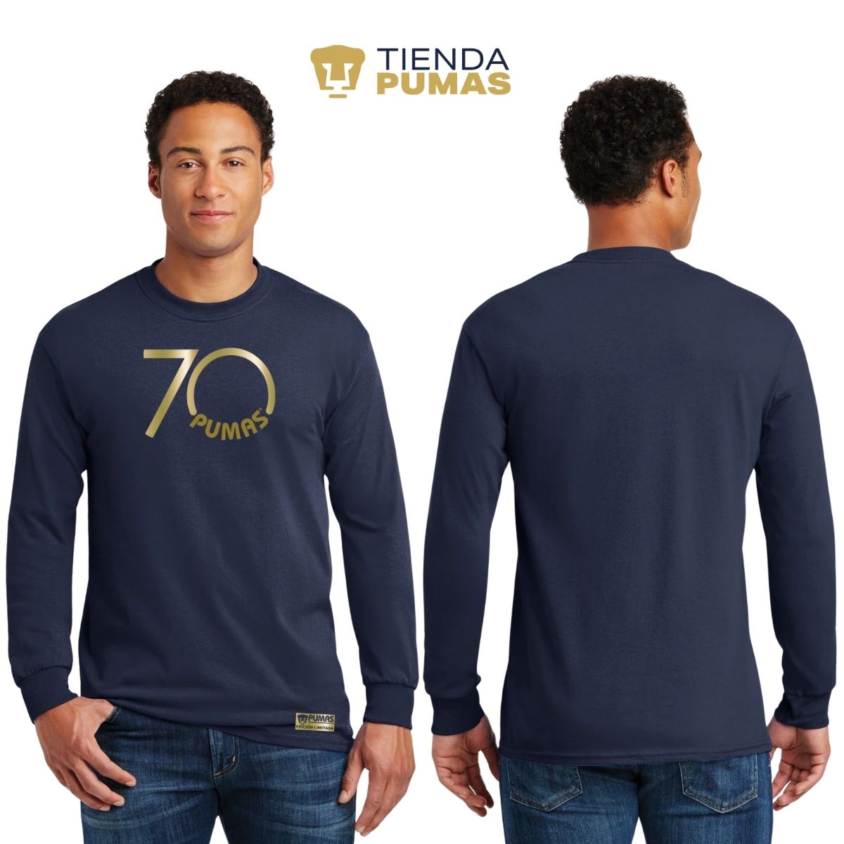 Playera Hombre Pumas UNAM Manga Larga 70 Aniversario Fte Edición Limitada 4