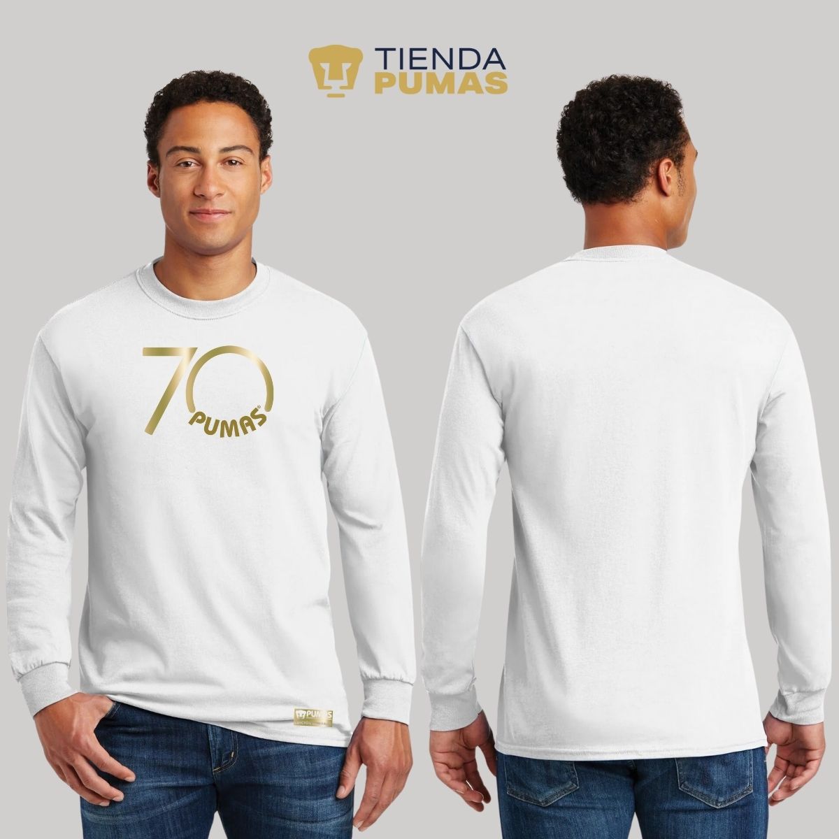 Playera Hombre Pumas UNAM Manga Larga 70 Aniversario Fte Edición Limitada 4