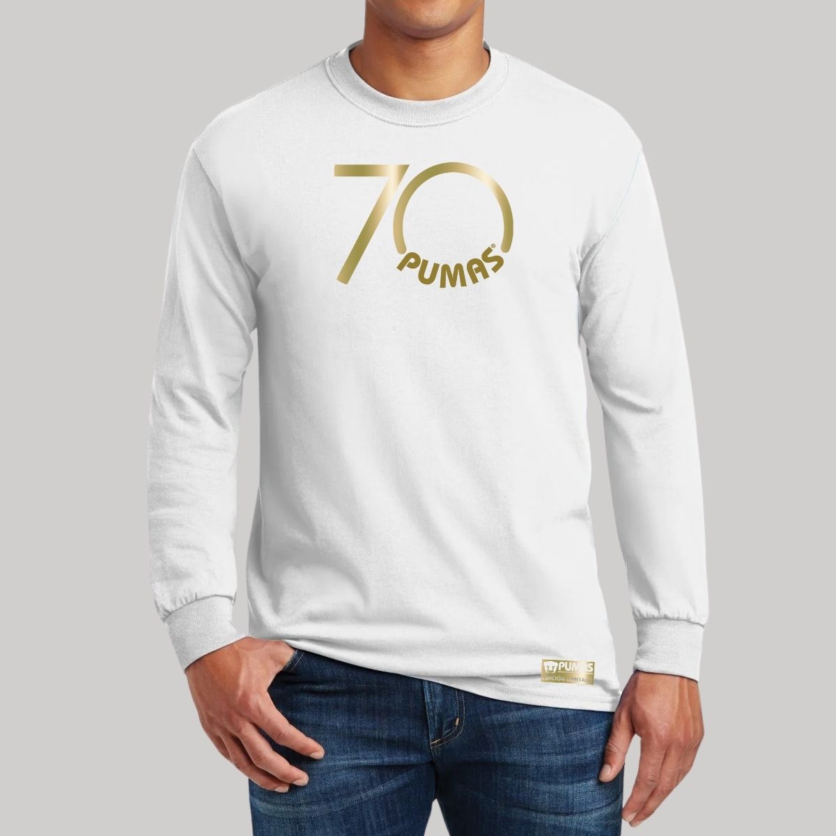 Playera Hombre Pumas UNAM Manga Larga 70 Aniversario Fte Edición Limitada 4