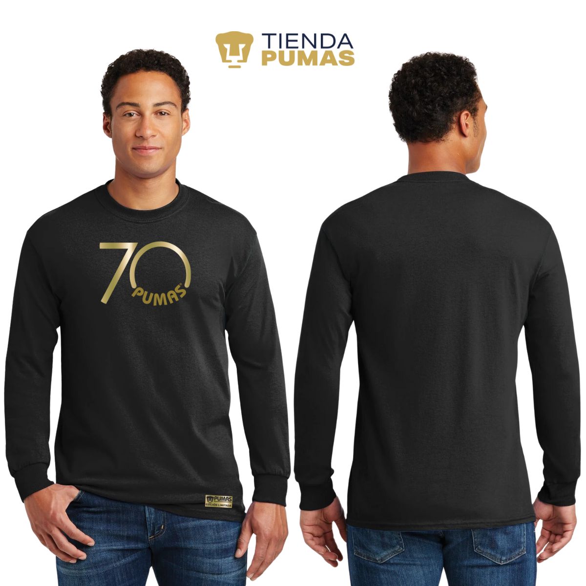 Playera Hombre Pumas UNAM Manga Larga 70 Aniversario Fte Edición Limitada 4