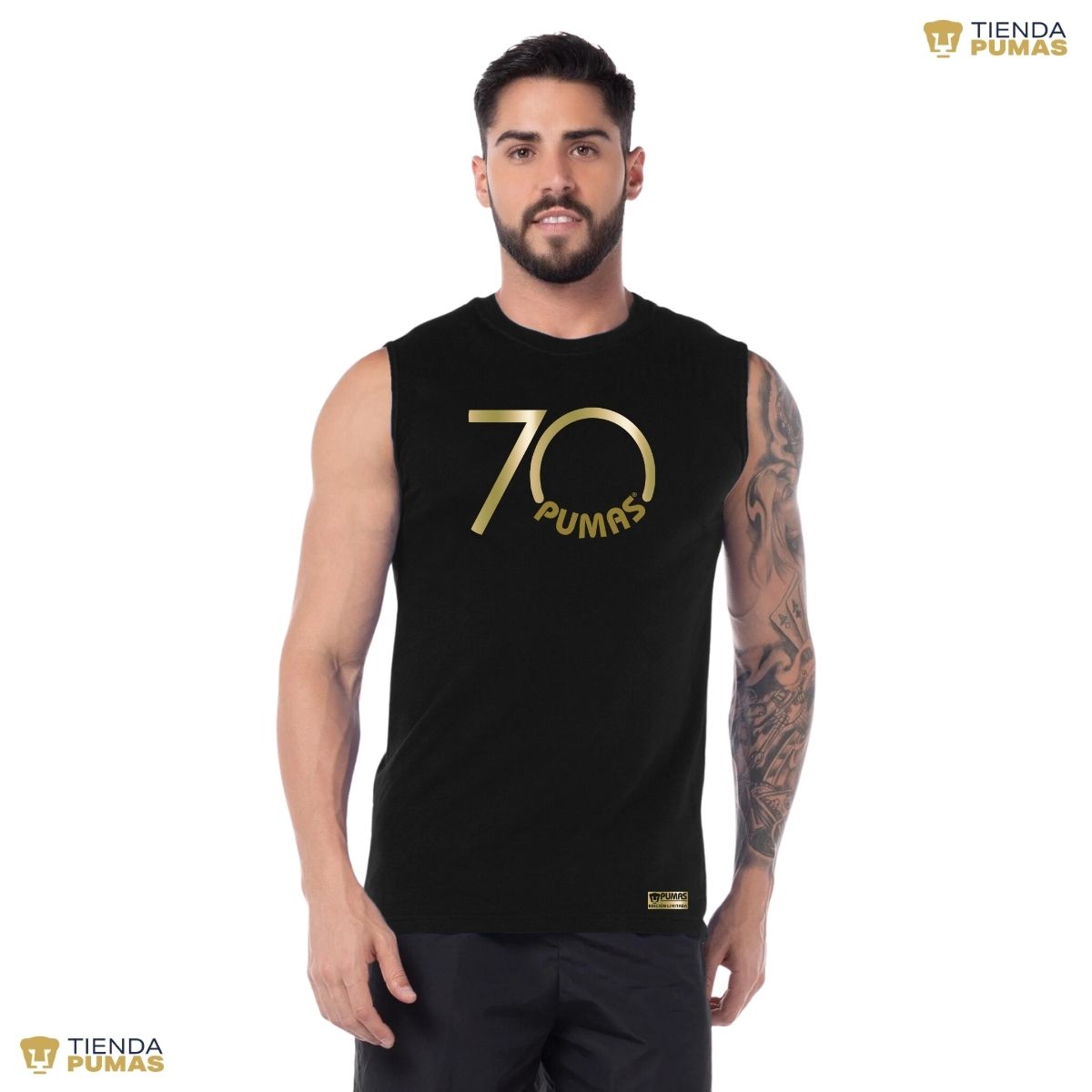 Playera Hombre Pumas UNAM Sin Manga 70 Aniversario Fte Edición Limitada 4