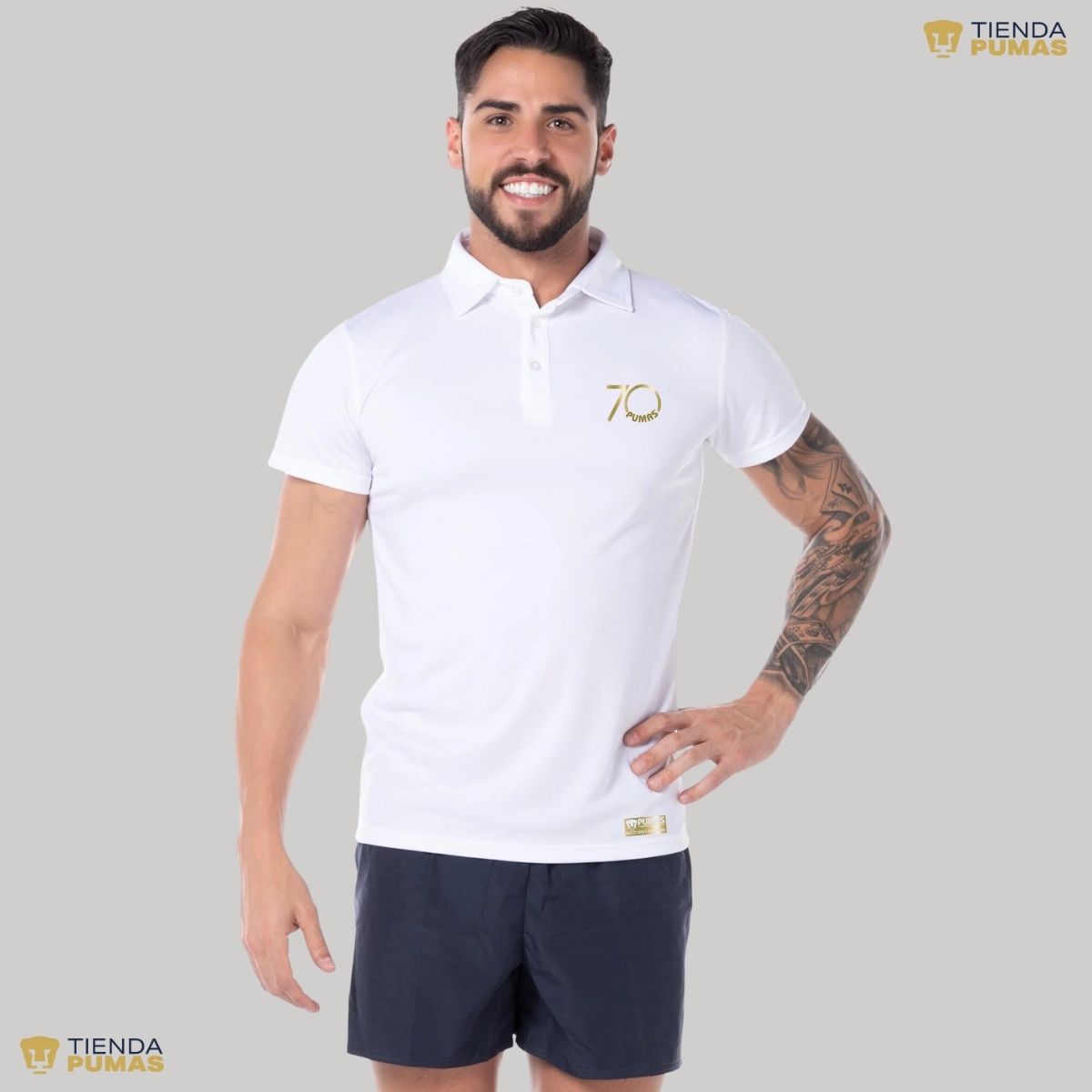 Playera Tipo Polo Transpirable Hombre Pumas UNAM 70 Aniversario Fte Edición Limitada 4